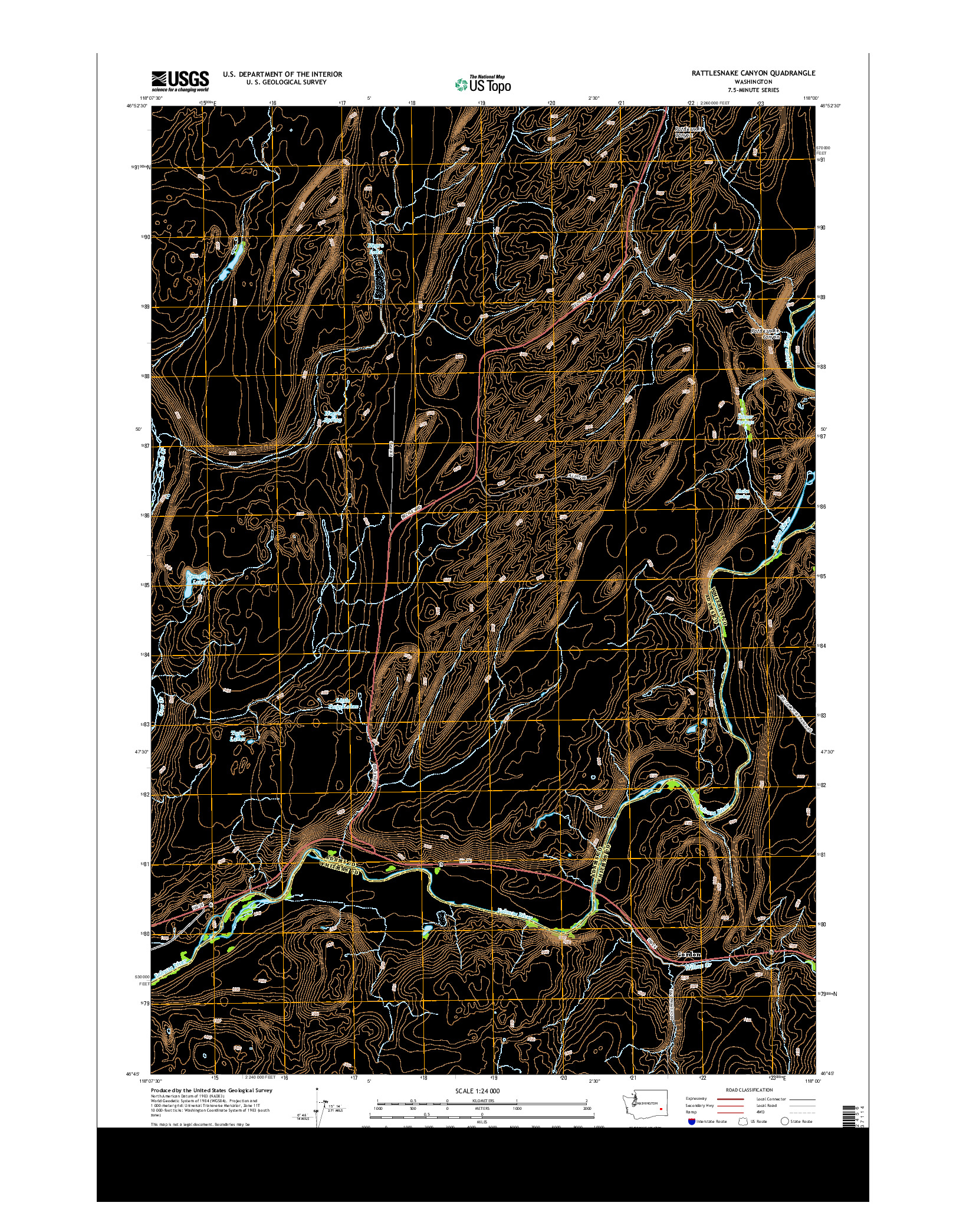 USGS US TOPO 7.5-MINUTE MAP FOR RATTLESNAKE CANYON, WA 2013