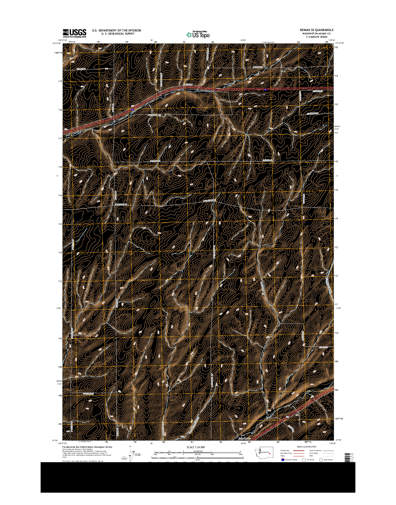 USGS US TOPO 7.5-MINUTE MAP FOR REIMAN SE, WA 2013