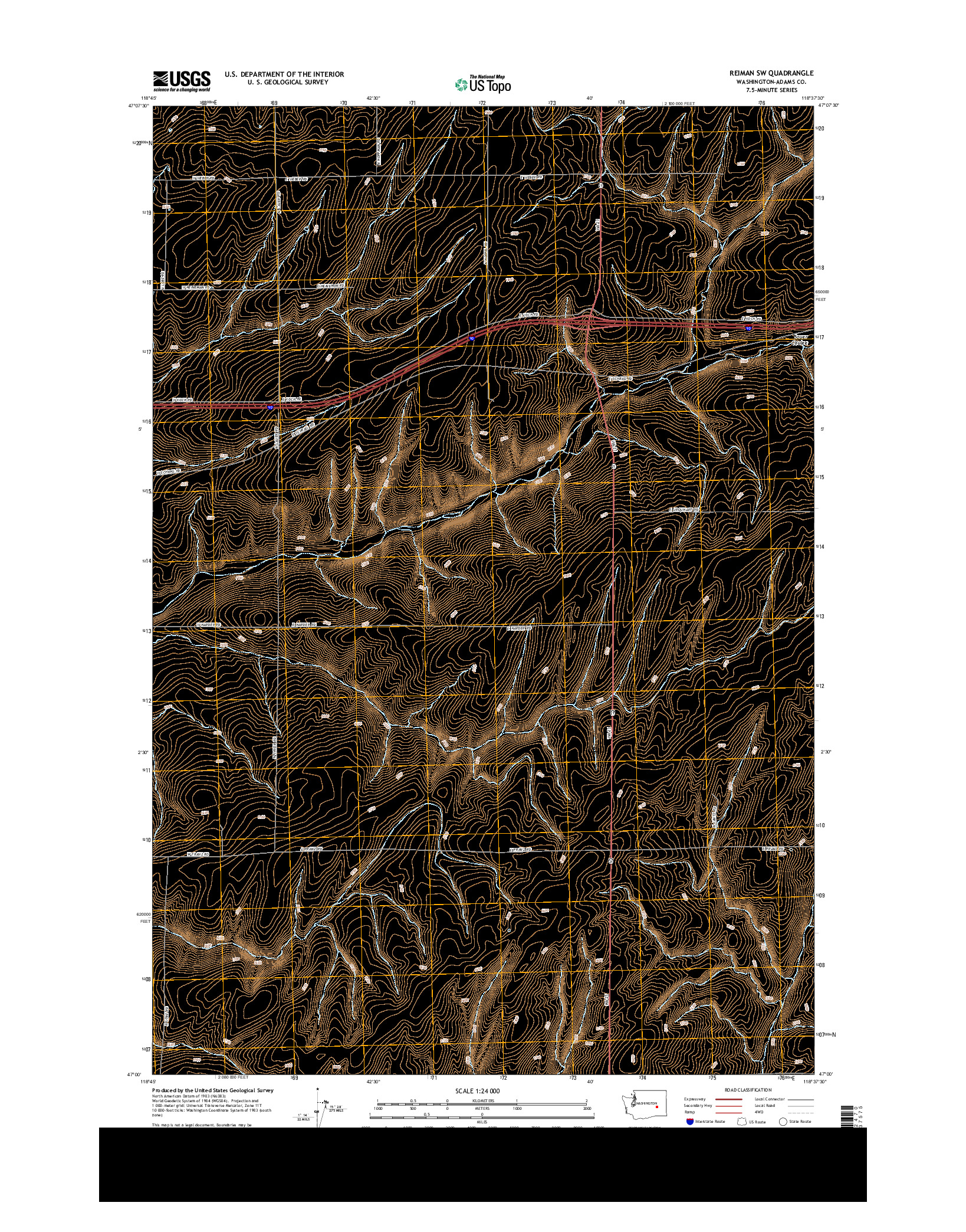 USGS US TOPO 7.5-MINUTE MAP FOR REIMAN SW, WA 2013