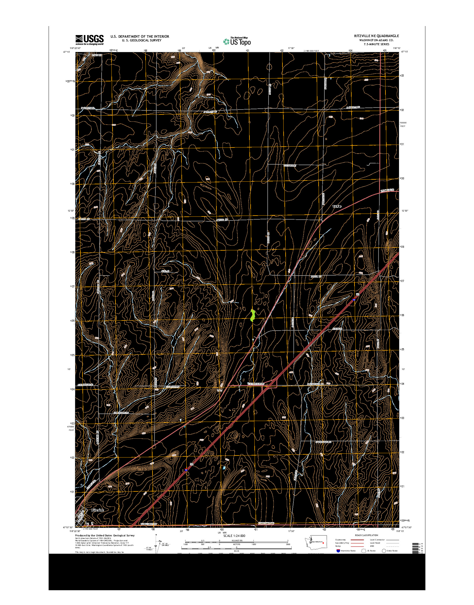 USGS US TOPO 7.5-MINUTE MAP FOR RITZVILLE NE, WA 2013