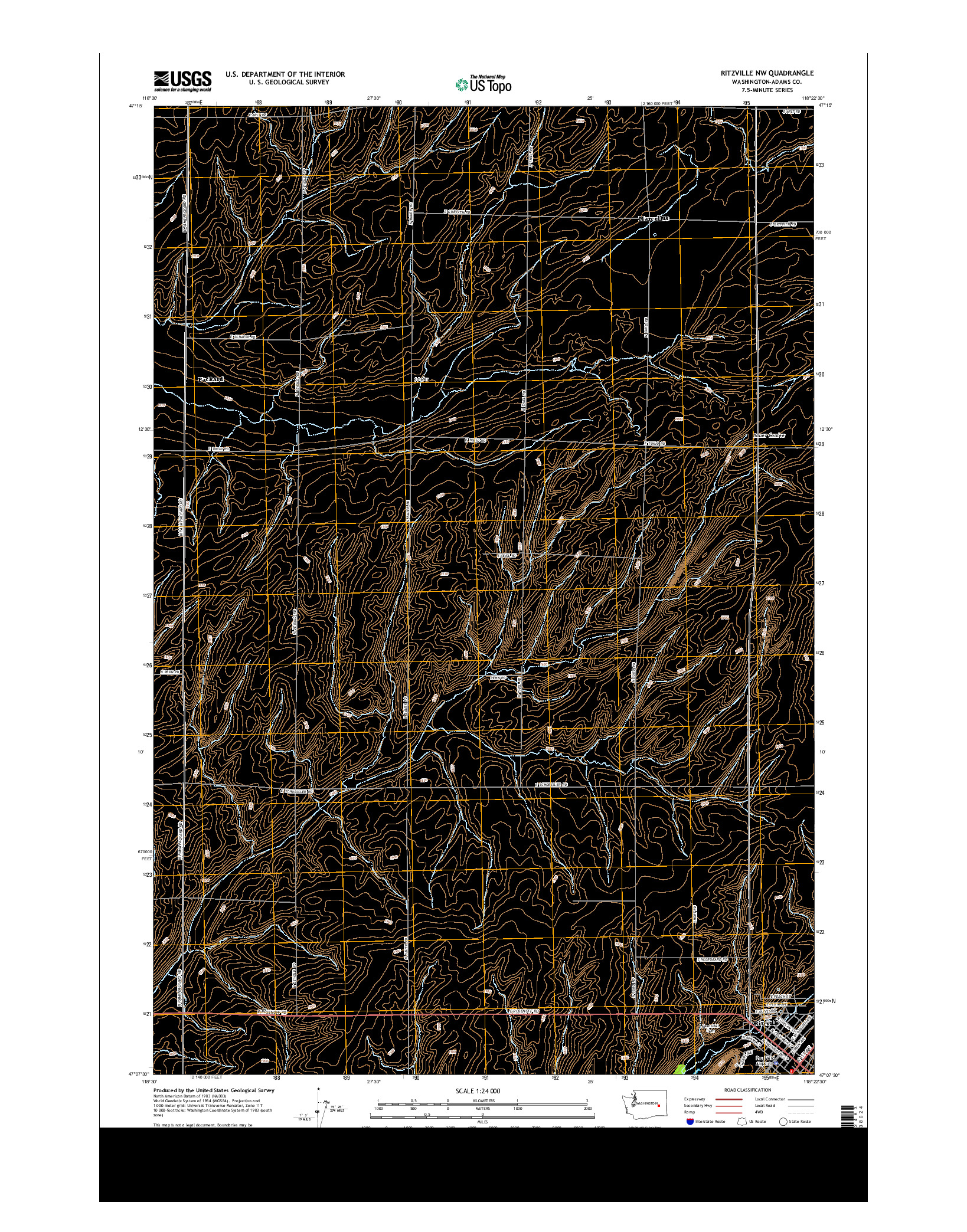 USGS US TOPO 7.5-MINUTE MAP FOR RITZVILLE NW, WA 2013