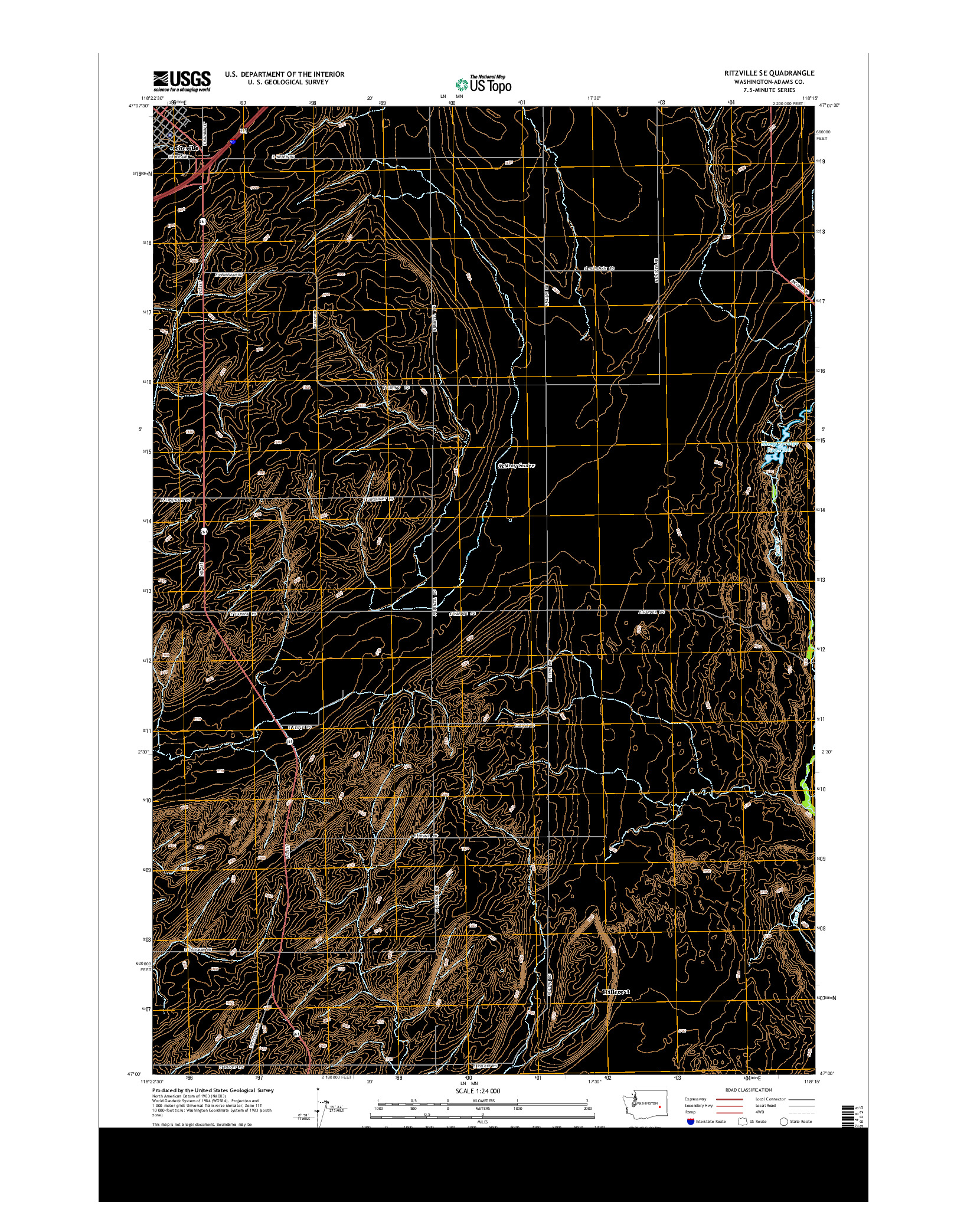 USGS US TOPO 7.5-MINUTE MAP FOR RITZVILLE SE, WA 2013