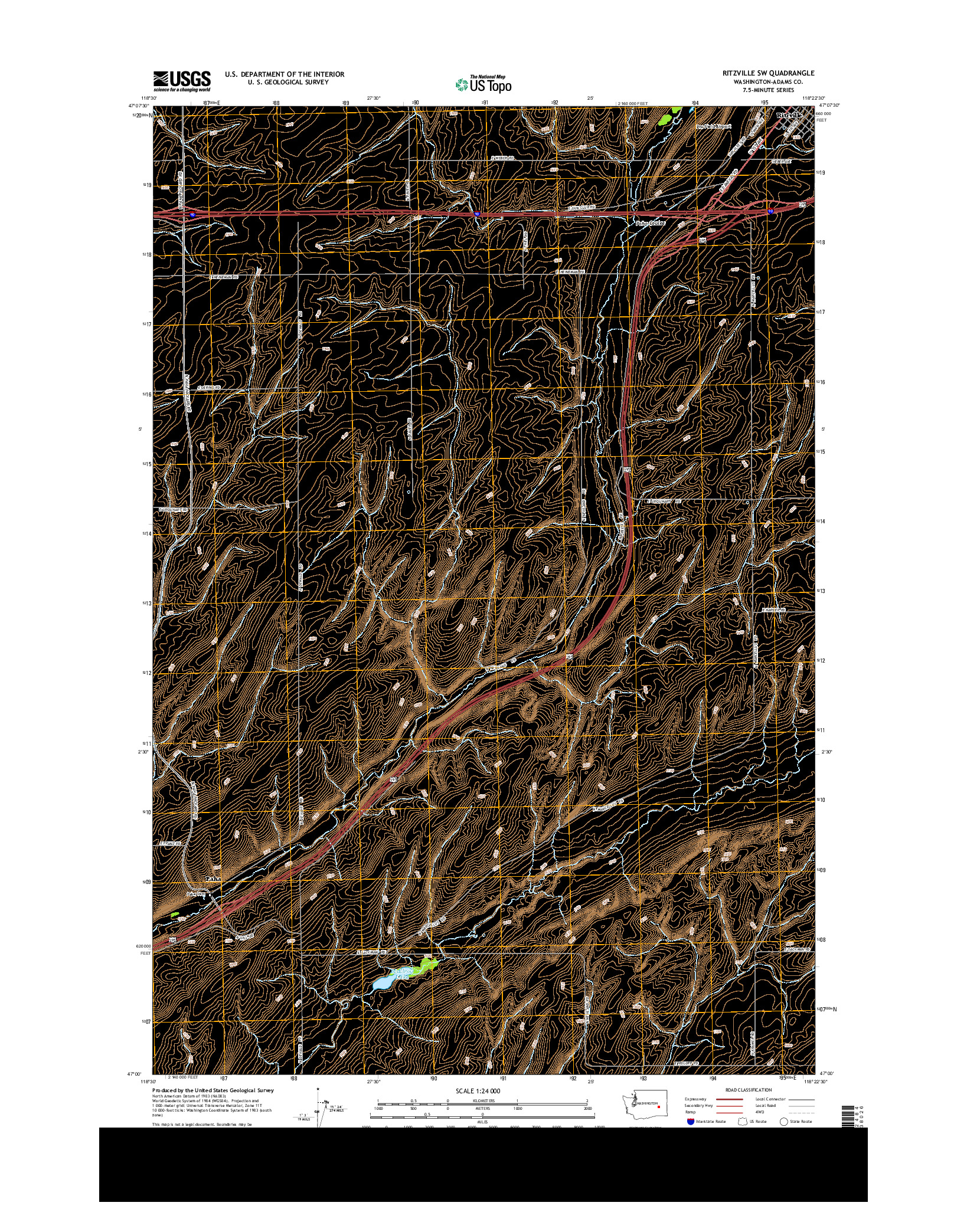 USGS US TOPO 7.5-MINUTE MAP FOR RITZVILLE SW, WA 2013