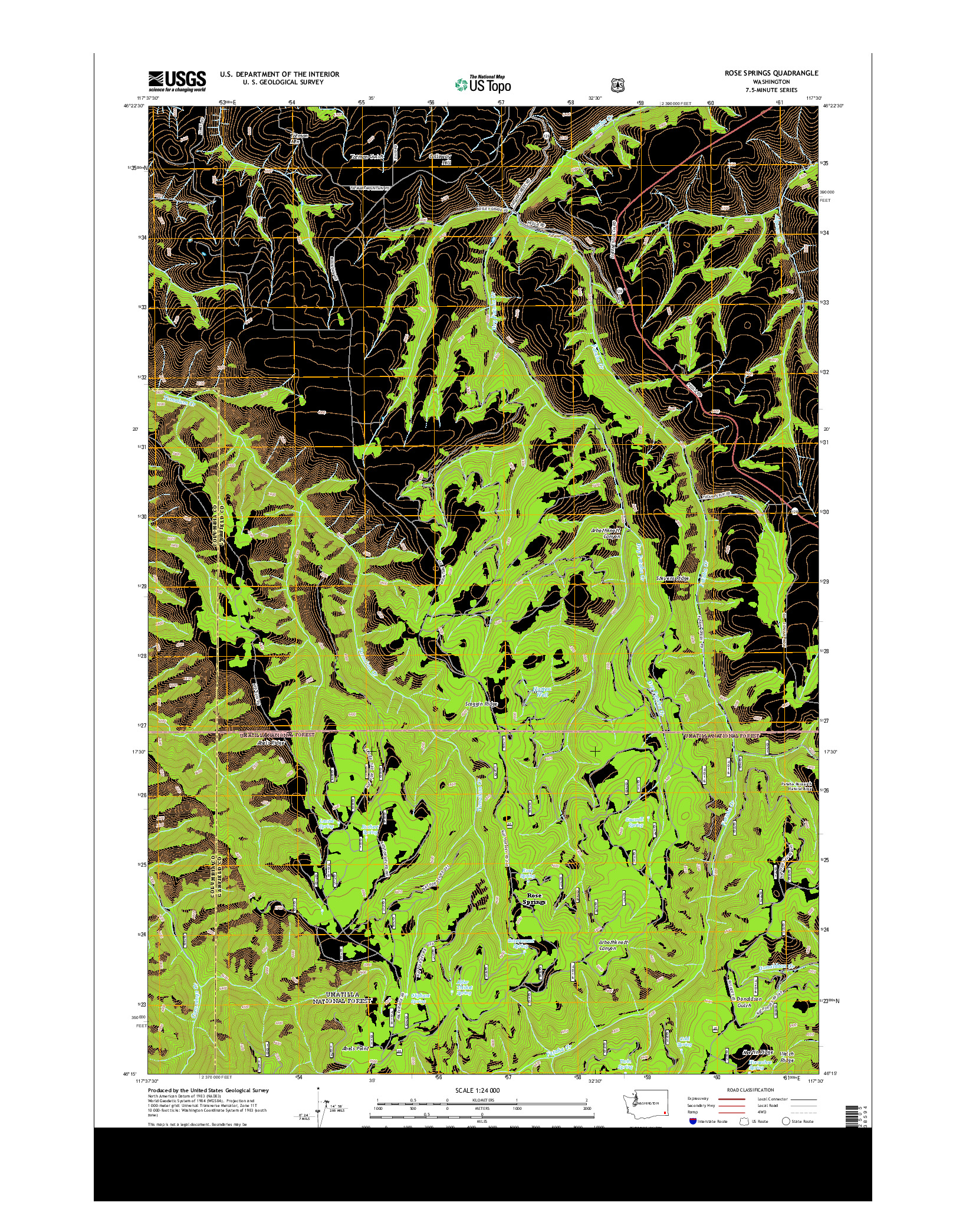 USGS US TOPO 7.5-MINUTE MAP FOR ROSE SPRINGS, WA 2013