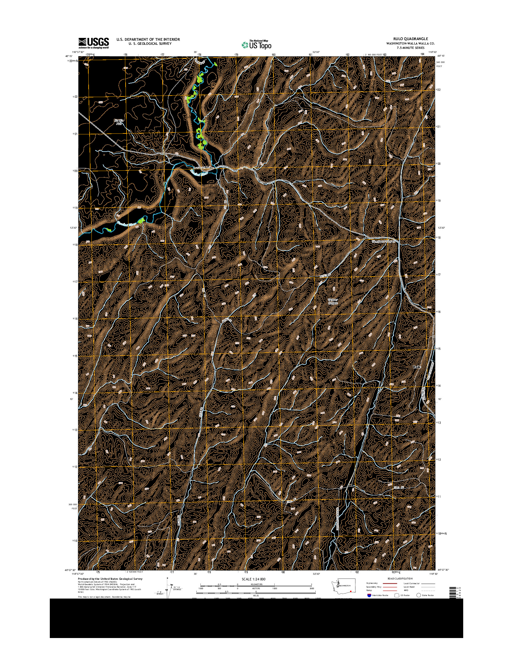 USGS US TOPO 7.5-MINUTE MAP FOR RULO, WA 2013