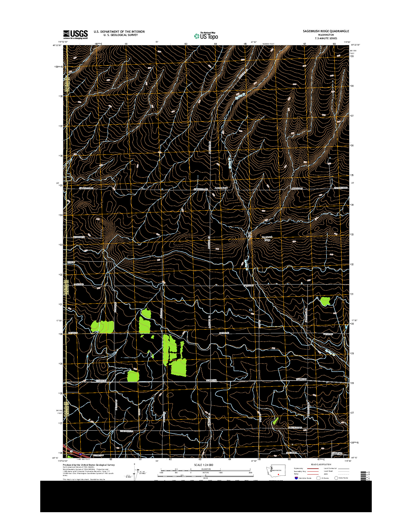 USGS US TOPO 7.5-MINUTE MAP FOR SAGEBRUSH RIDGE, WA 2013