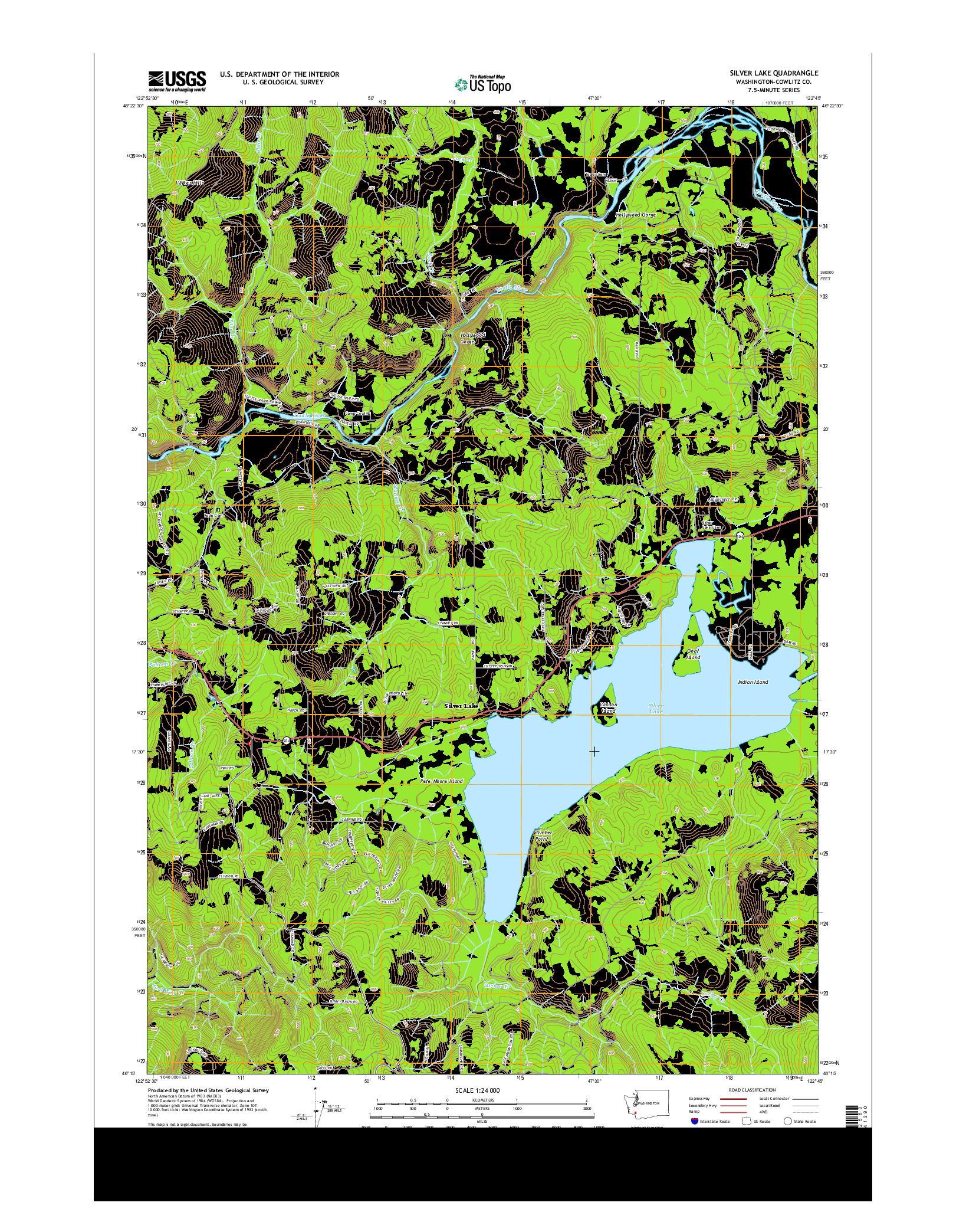 USGS US TOPO 7.5-MINUTE MAP FOR SILVER LAKE, WA 2013