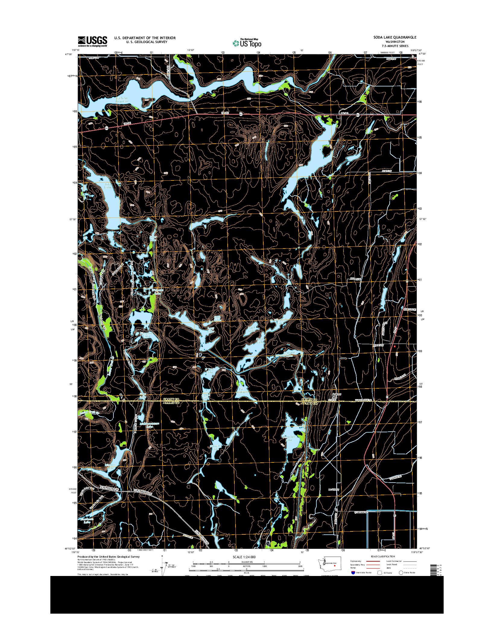 USGS US TOPO 7.5-MINUTE MAP FOR SODA LAKE, WA 2013