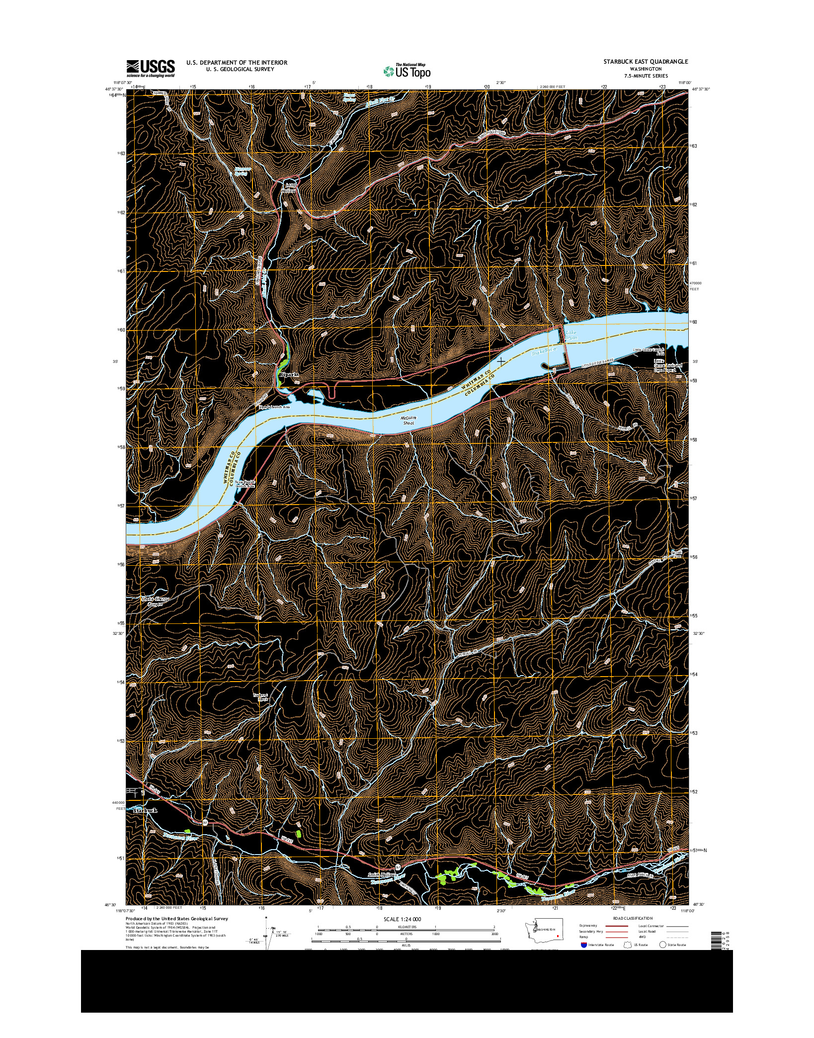 USGS US TOPO 7.5-MINUTE MAP FOR STARBUCK EAST, WA 2013