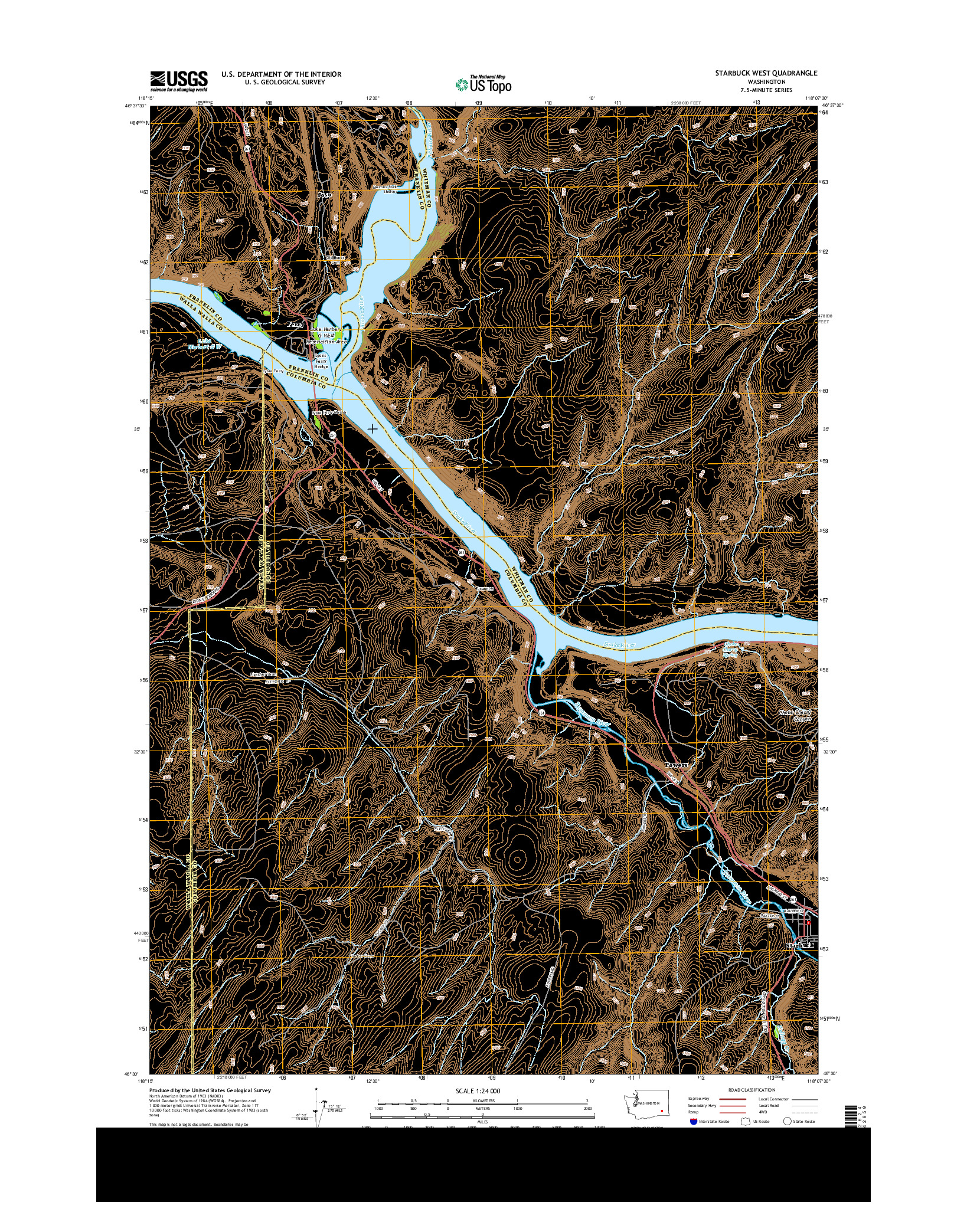 USGS US TOPO 7.5-MINUTE MAP FOR STARBUCK WEST, WA 2013