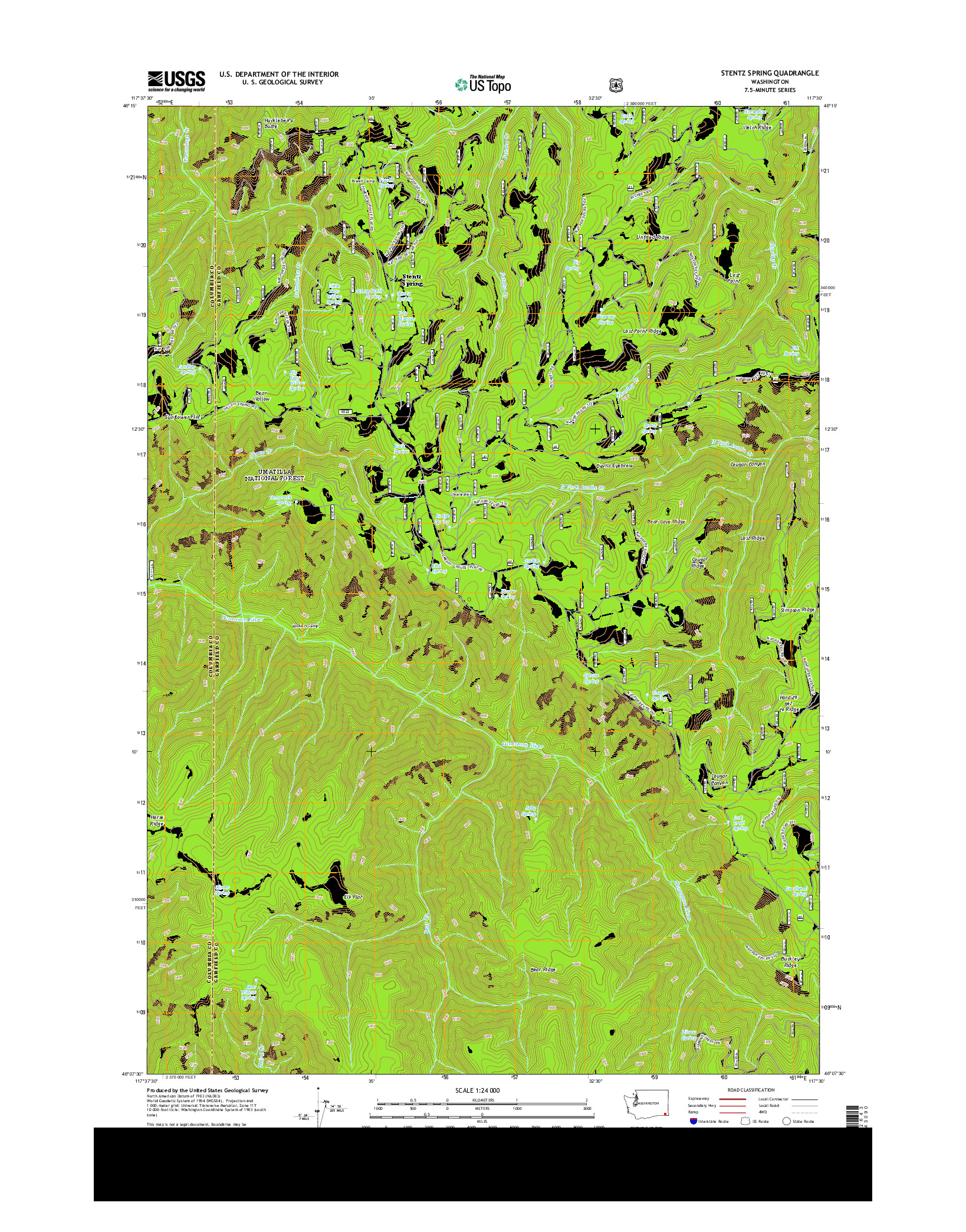 USGS US TOPO 7.5-MINUTE MAP FOR STENTZ SPRING, WA 2013