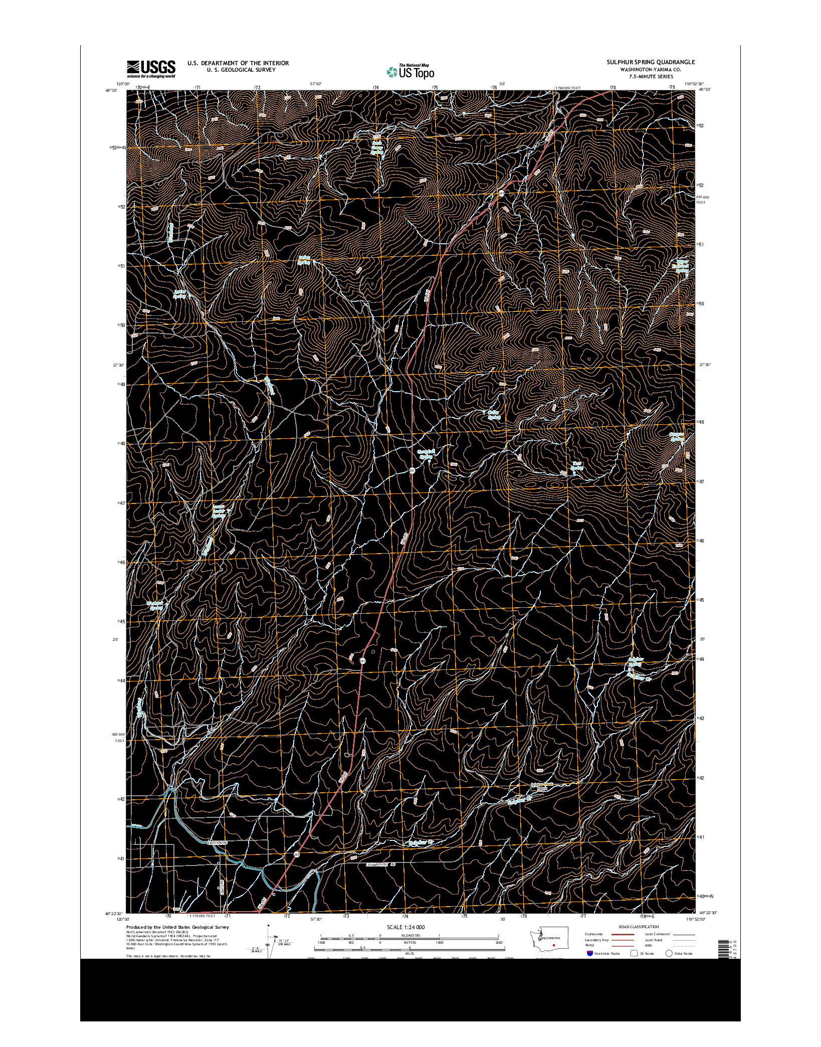 USGS US TOPO 7.5-MINUTE MAP FOR SULPHUR SPRING, WA 2013