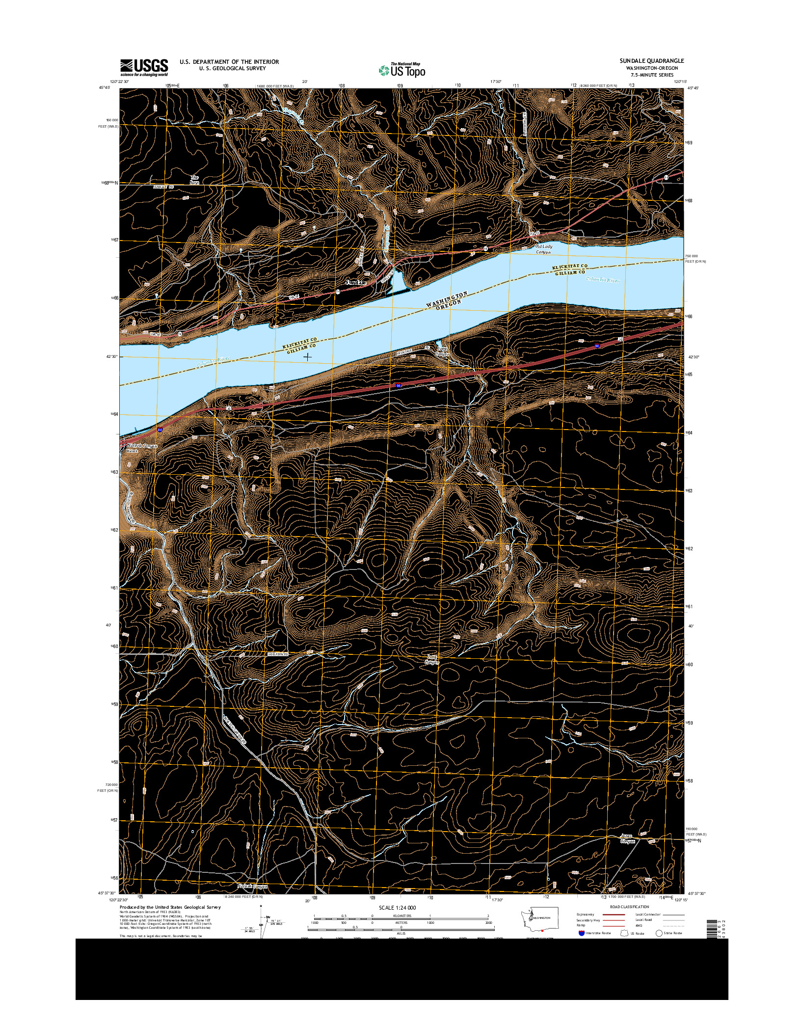 USGS US TOPO 7.5-MINUTE MAP FOR SUNDALE, WA-OR 2013