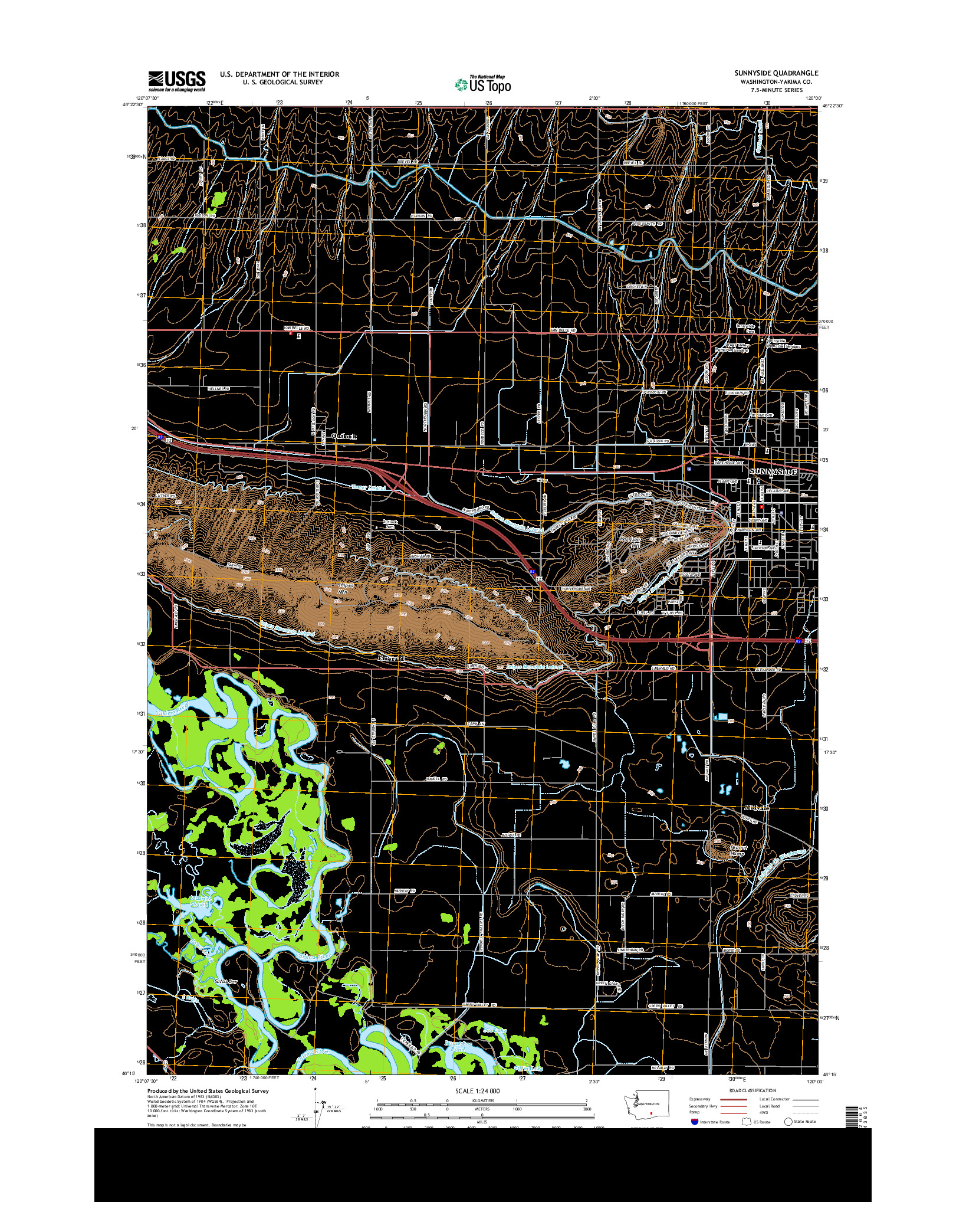 USGS US TOPO 7.5-MINUTE MAP FOR SUNNYSIDE, WA 2013