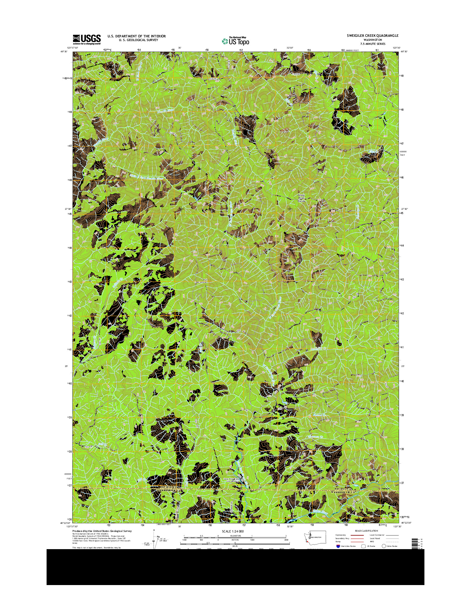 USGS US TOPO 7.5-MINUTE MAP FOR SWEIGILER CREEK, WA 2013