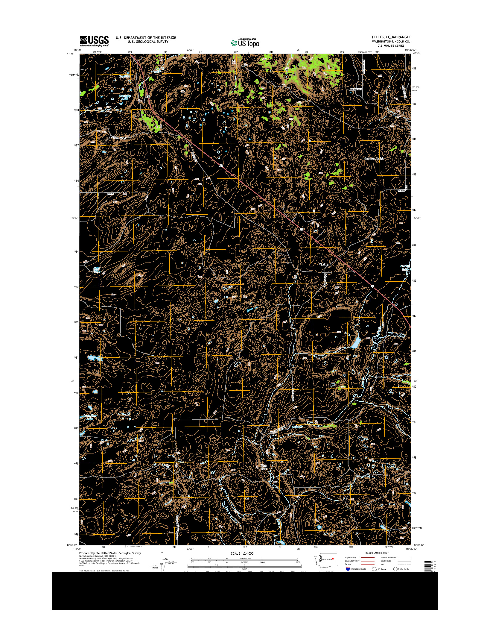 USGS US TOPO 7.5-MINUTE MAP FOR TELFORD, WA 2013