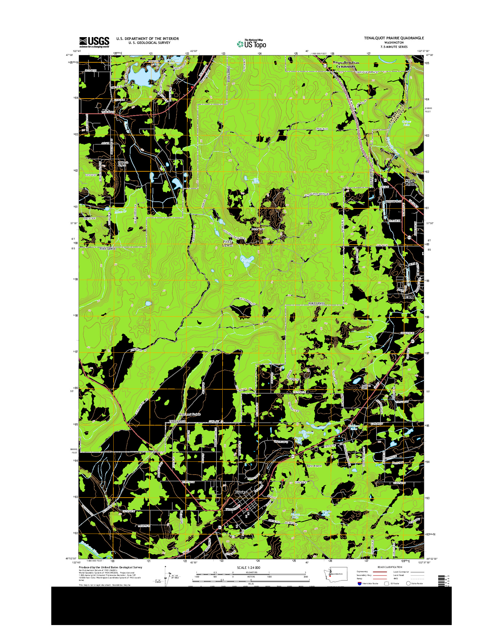 USGS US TOPO 7.5-MINUTE MAP FOR TENALQUOT PRAIRIE, WA 2013