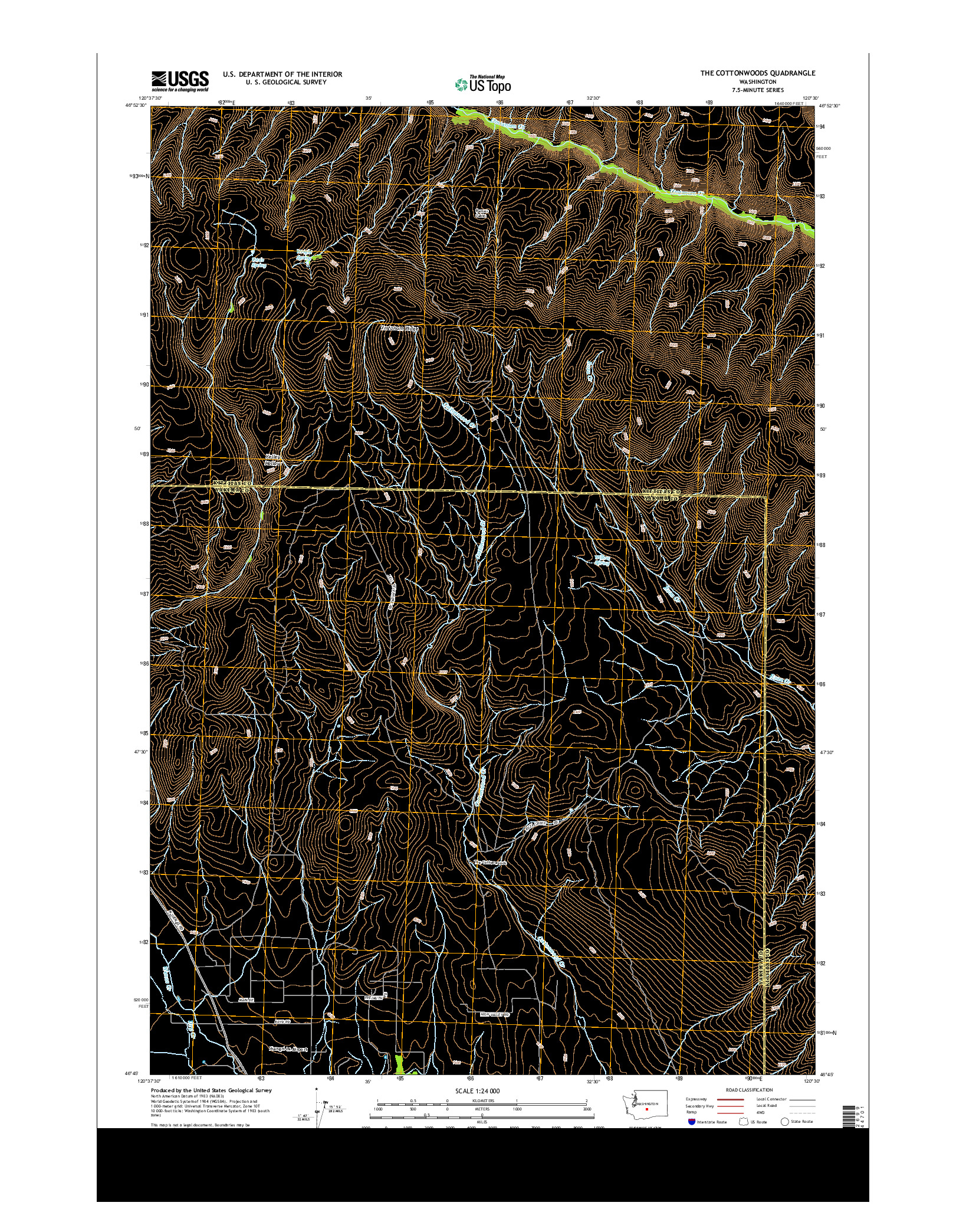 USGS US TOPO 7.5-MINUTE MAP FOR THE COTTONWOODS, WA 2013