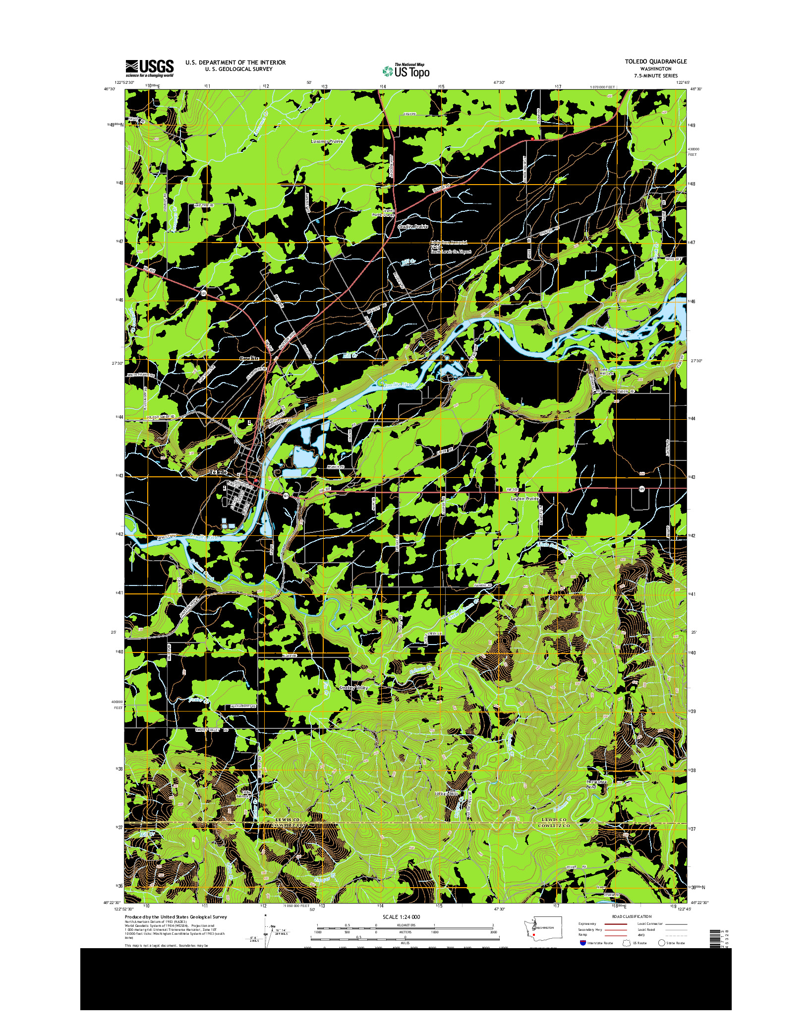 USGS US TOPO 7.5-MINUTE MAP FOR TOLEDO, WA 2013
