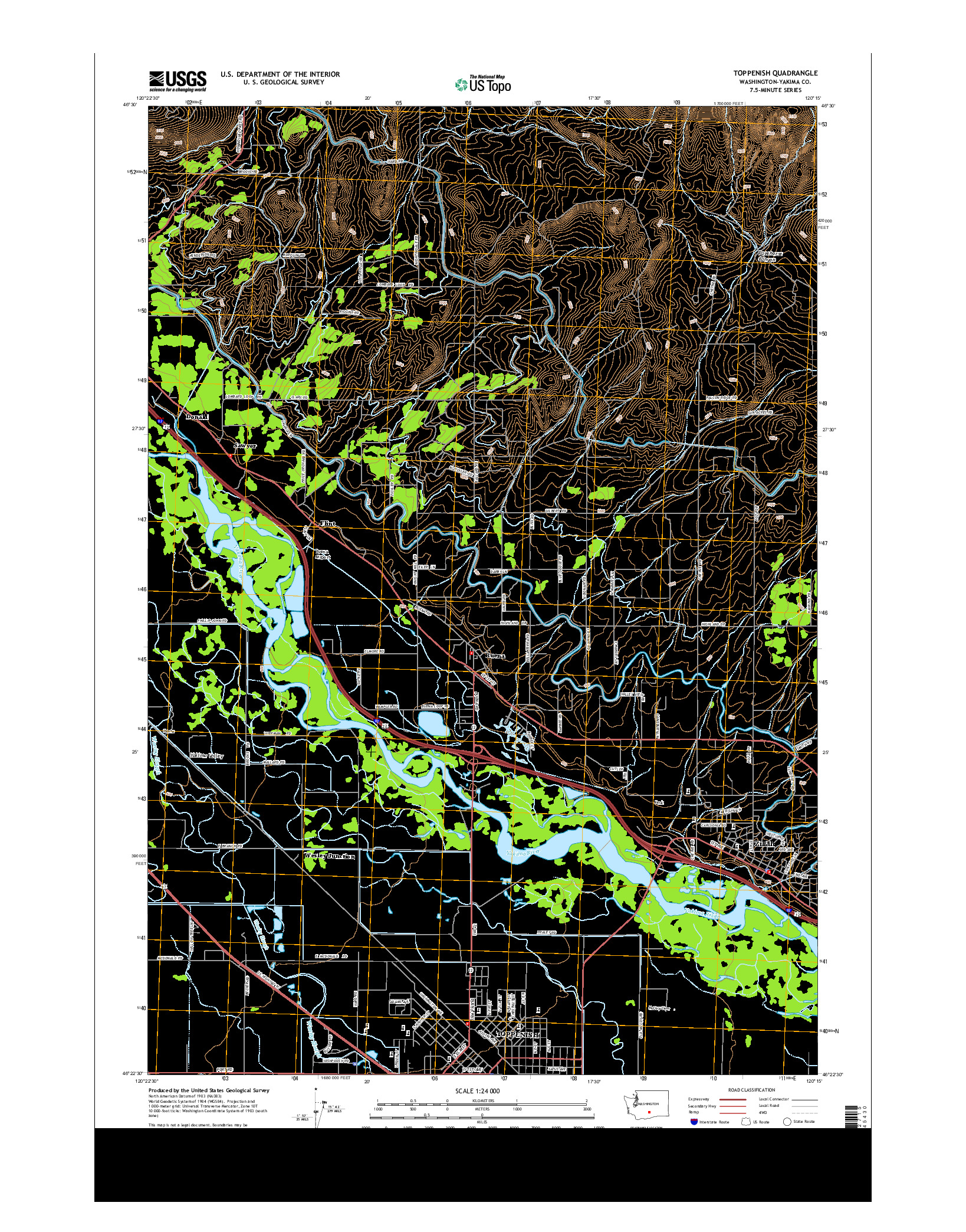 USGS US TOPO 7.5-MINUTE MAP FOR TOPPENISH, WA 2013