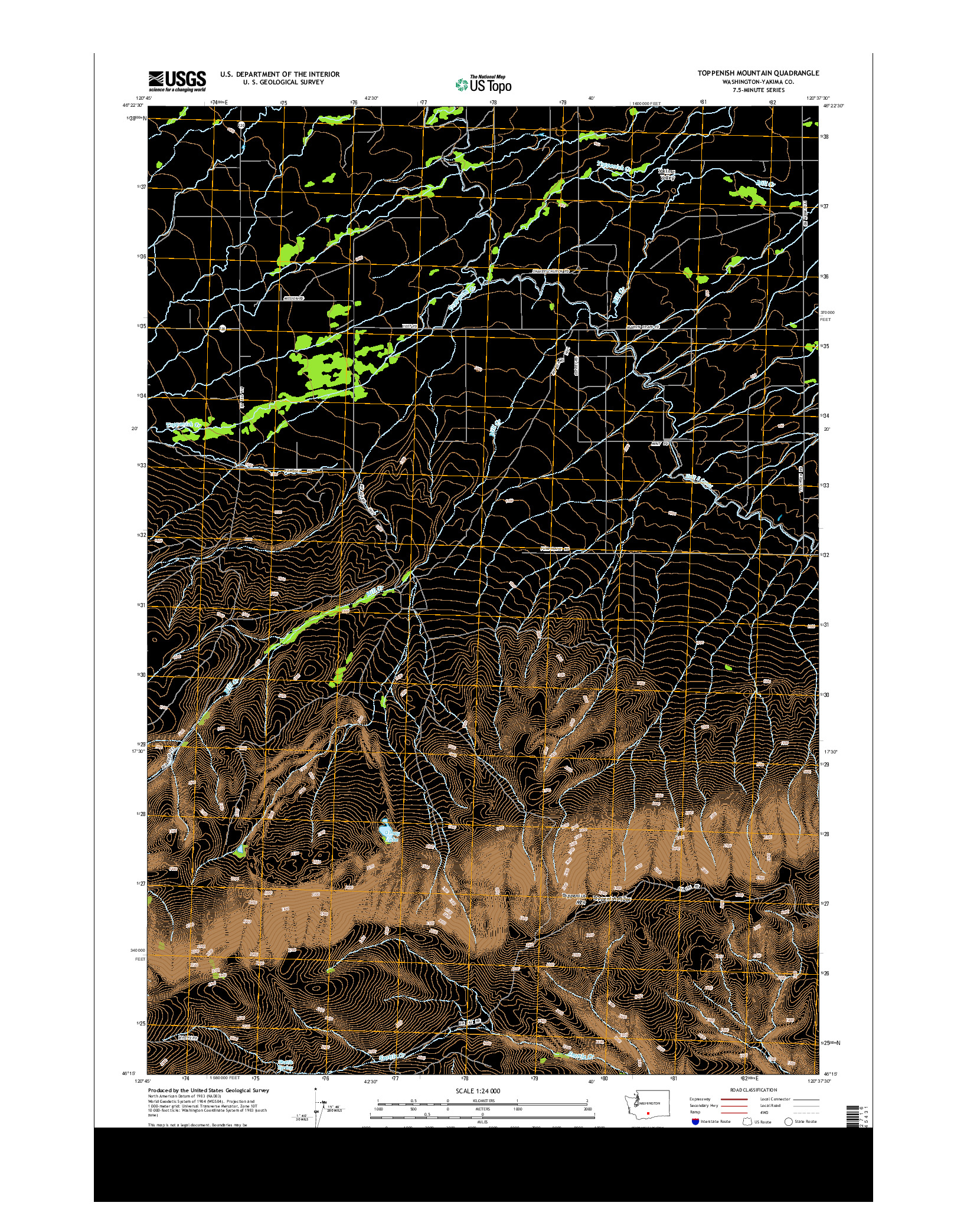 USGS US TOPO 7.5-MINUTE MAP FOR TOPPENISH MOUNTAIN, WA 2013