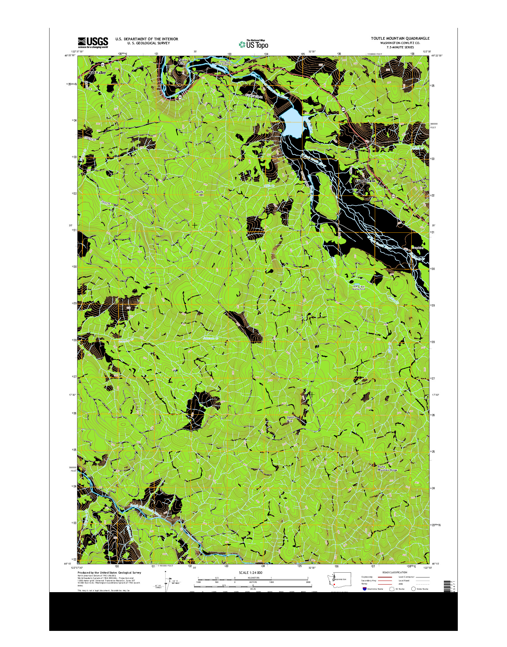 USGS US TOPO 7.5-MINUTE MAP FOR TOUTLE MOUNTAIN, WA 2013