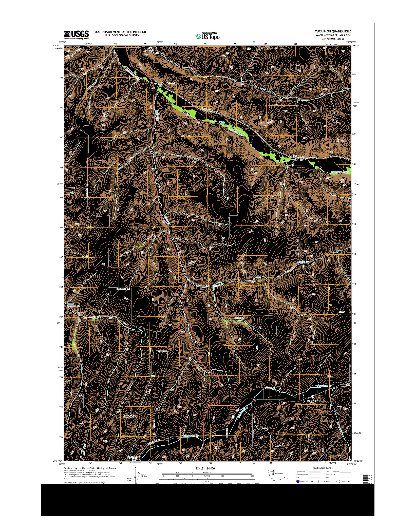 USGS US TOPO 7.5-MINUTE MAP FOR TUCANNON, WA 2013