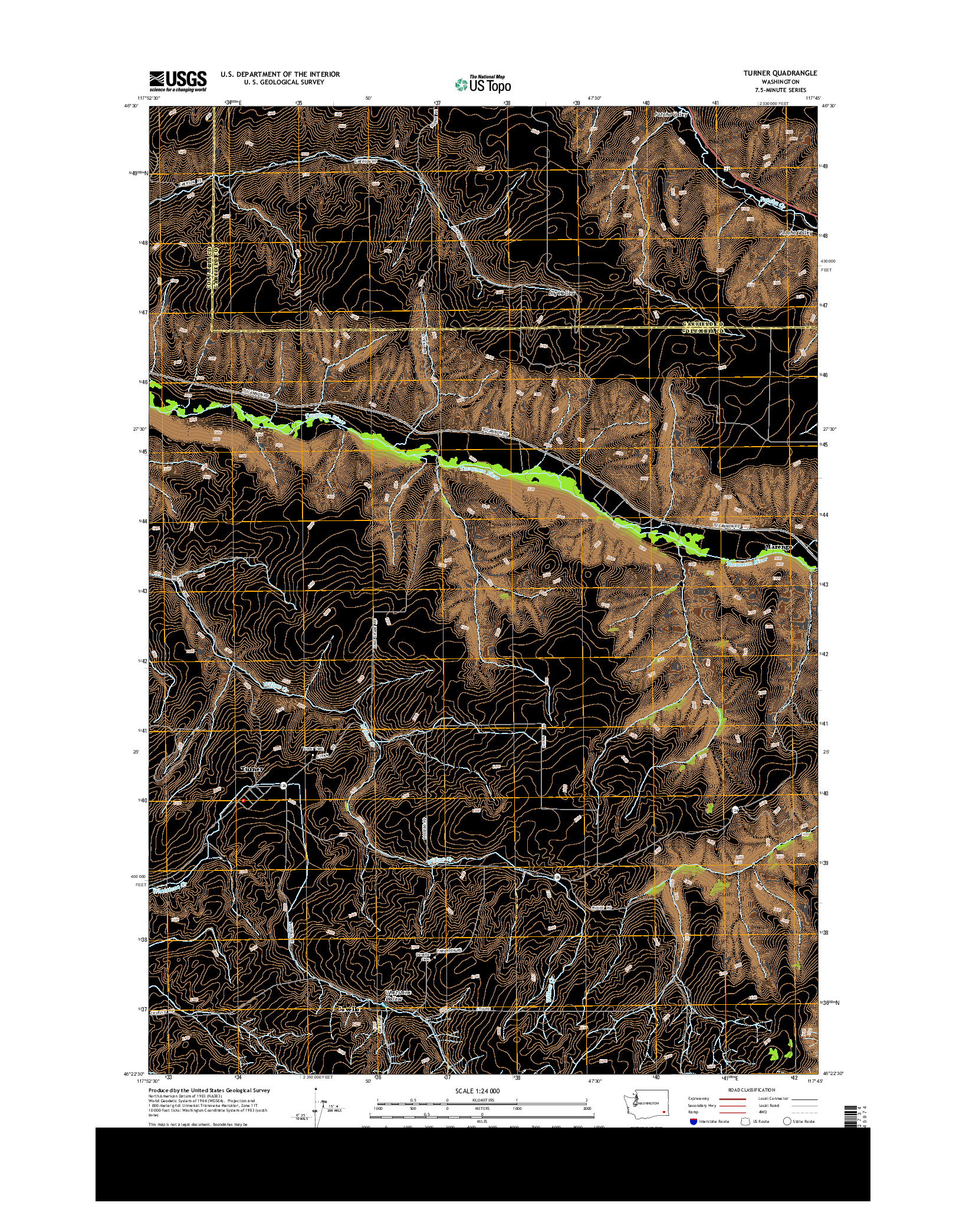 USGS US TOPO 7.5-MINUTE MAP FOR TURNER, WA 2013