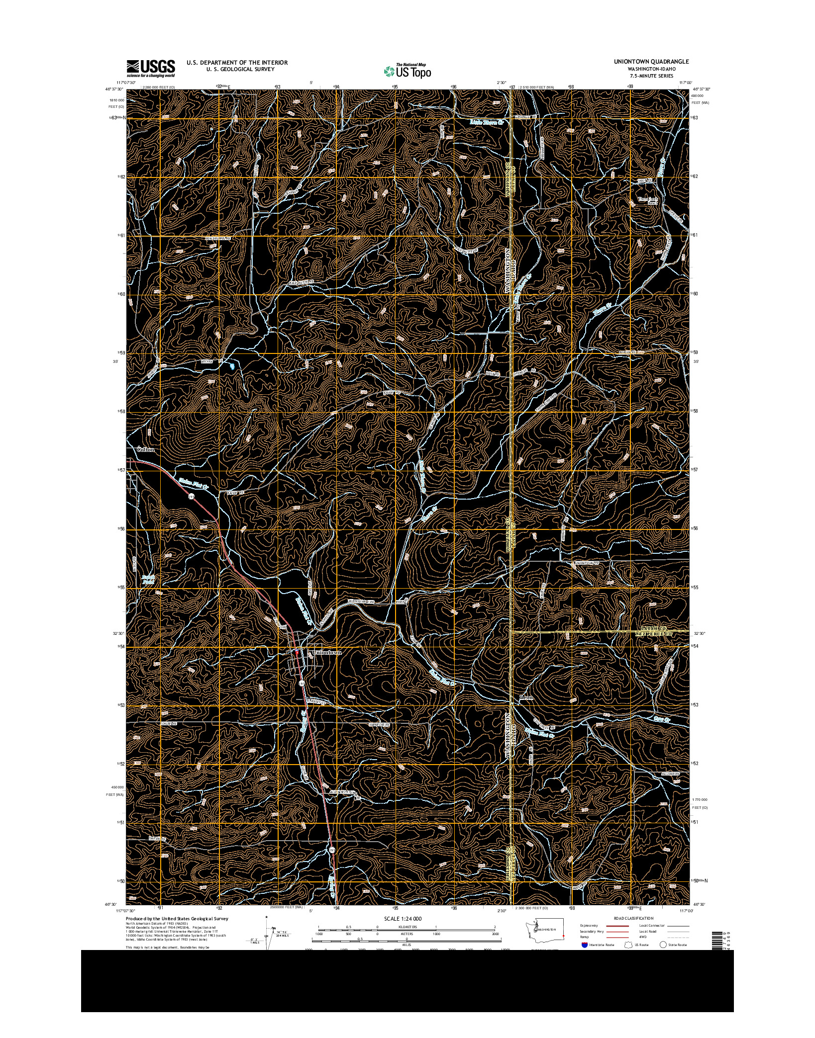 USGS US TOPO 7.5-MINUTE MAP FOR UNIONTOWN, WA-ID 2013