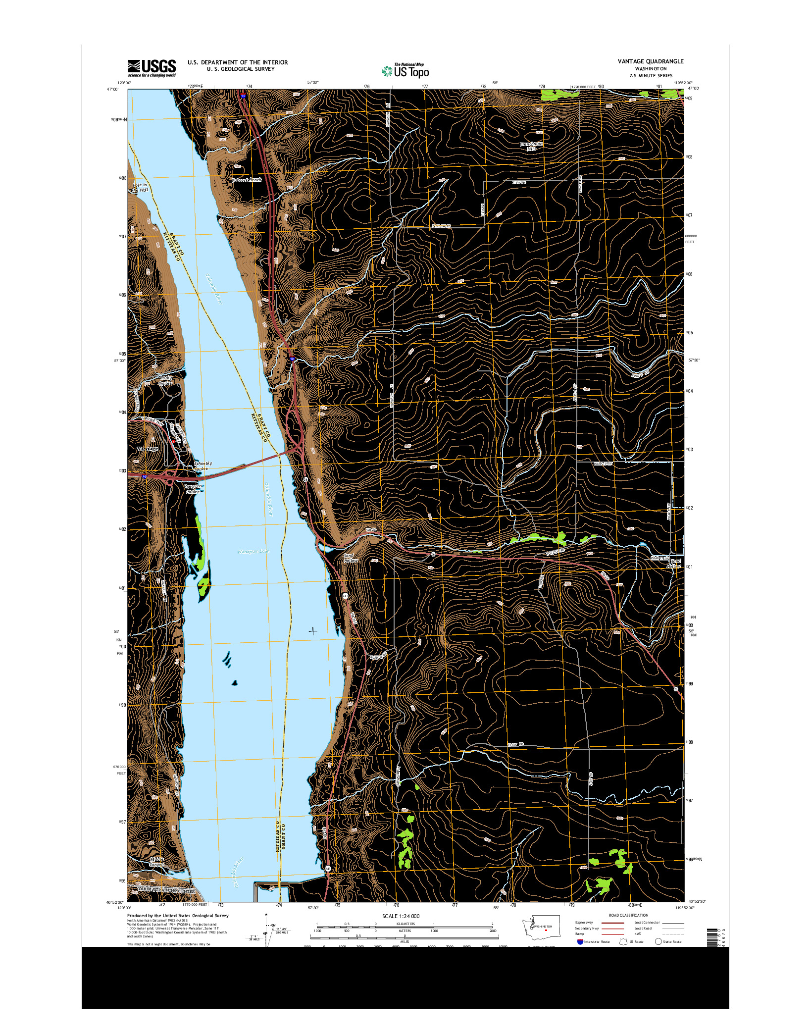 USGS US TOPO 7.5-MINUTE MAP FOR VANTAGE, WA 2013