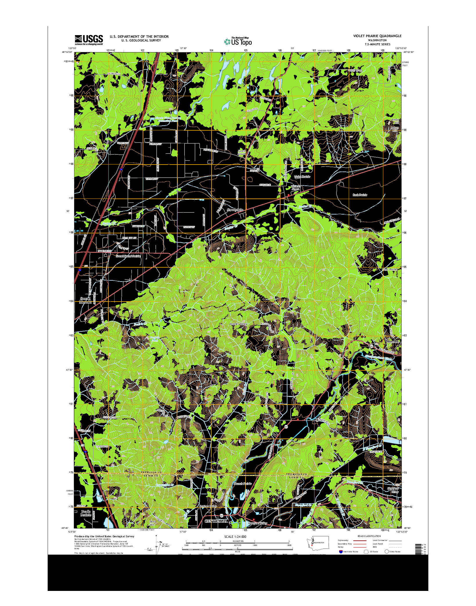 USGS US TOPO 7.5-MINUTE MAP FOR VIOLET PRAIRIE, WA 2013