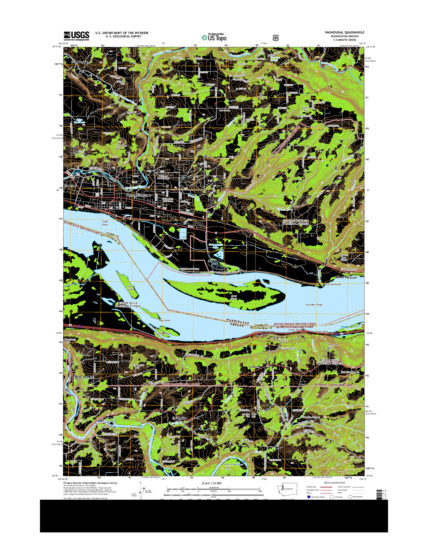 USGS US TOPO 7.5-MINUTE MAP FOR WASHOUGAL, WA-OR 2013