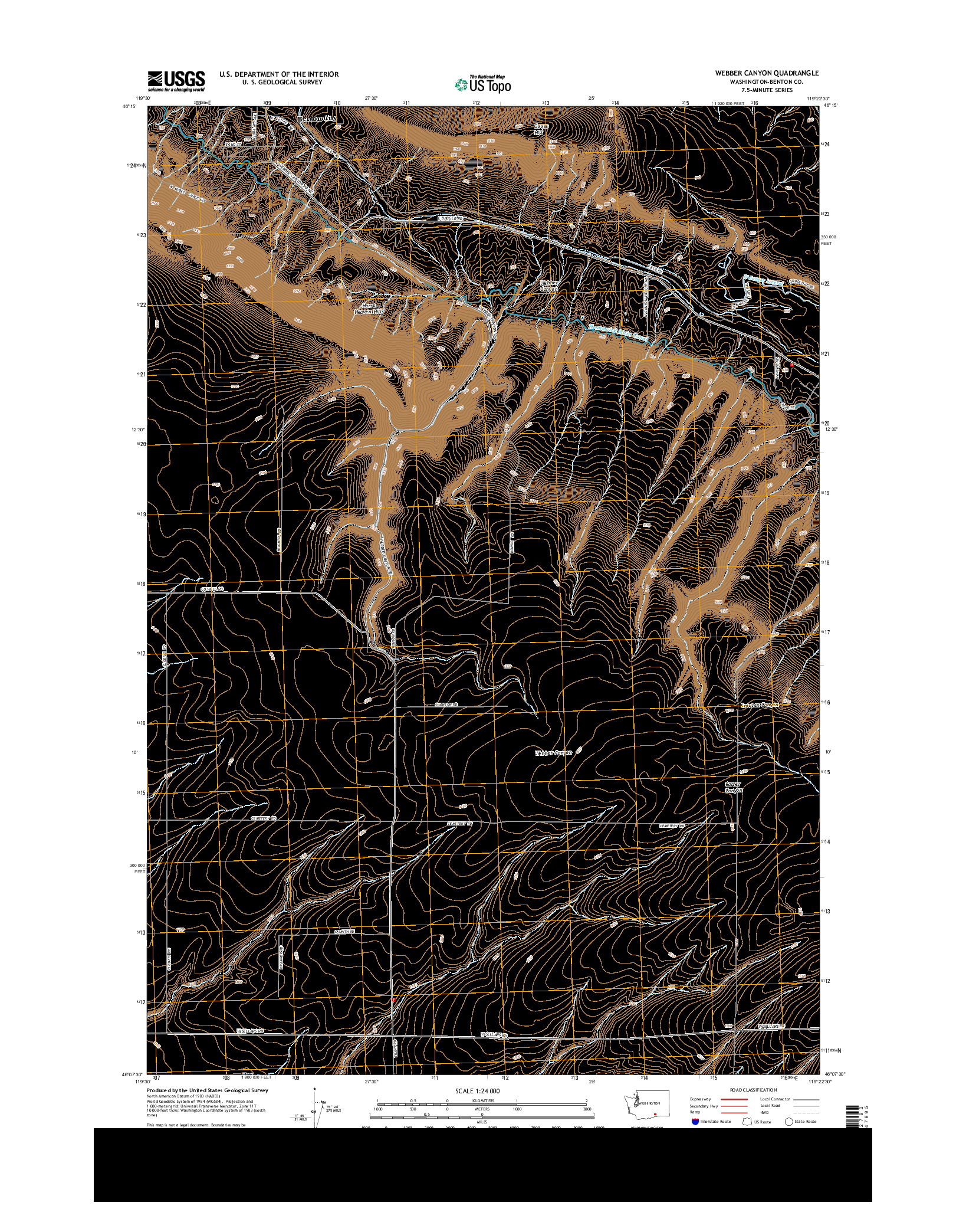 USGS US TOPO 7.5-MINUTE MAP FOR WEBBER CANYON, WA 2013