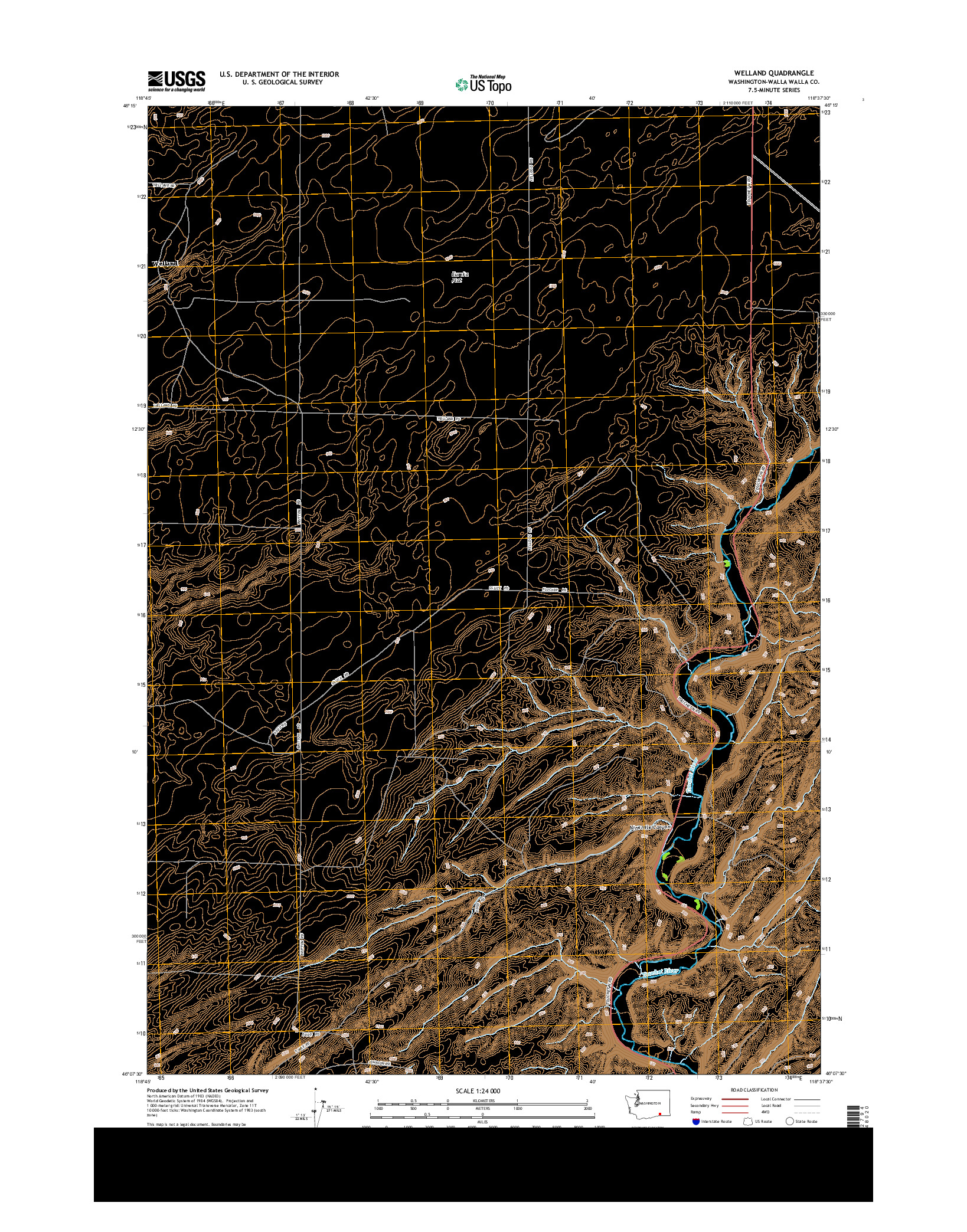 USGS US TOPO 7.5-MINUTE MAP FOR WELLAND, WA 2013