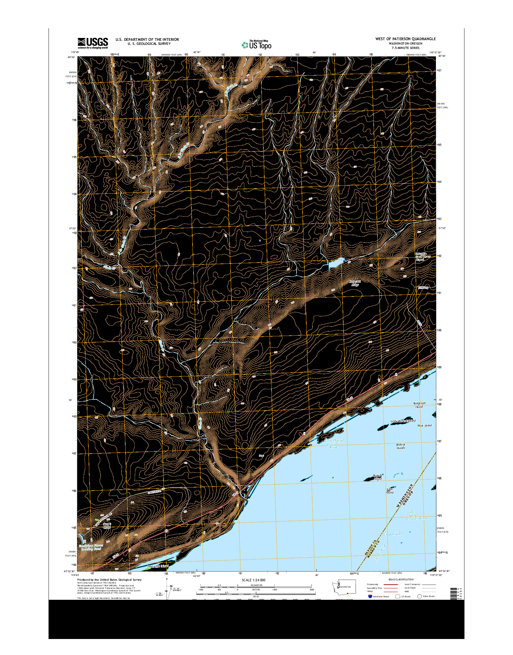 USGS US TOPO 7.5-MINUTE MAP FOR WEST OF PATERSON, WA-OR 2013