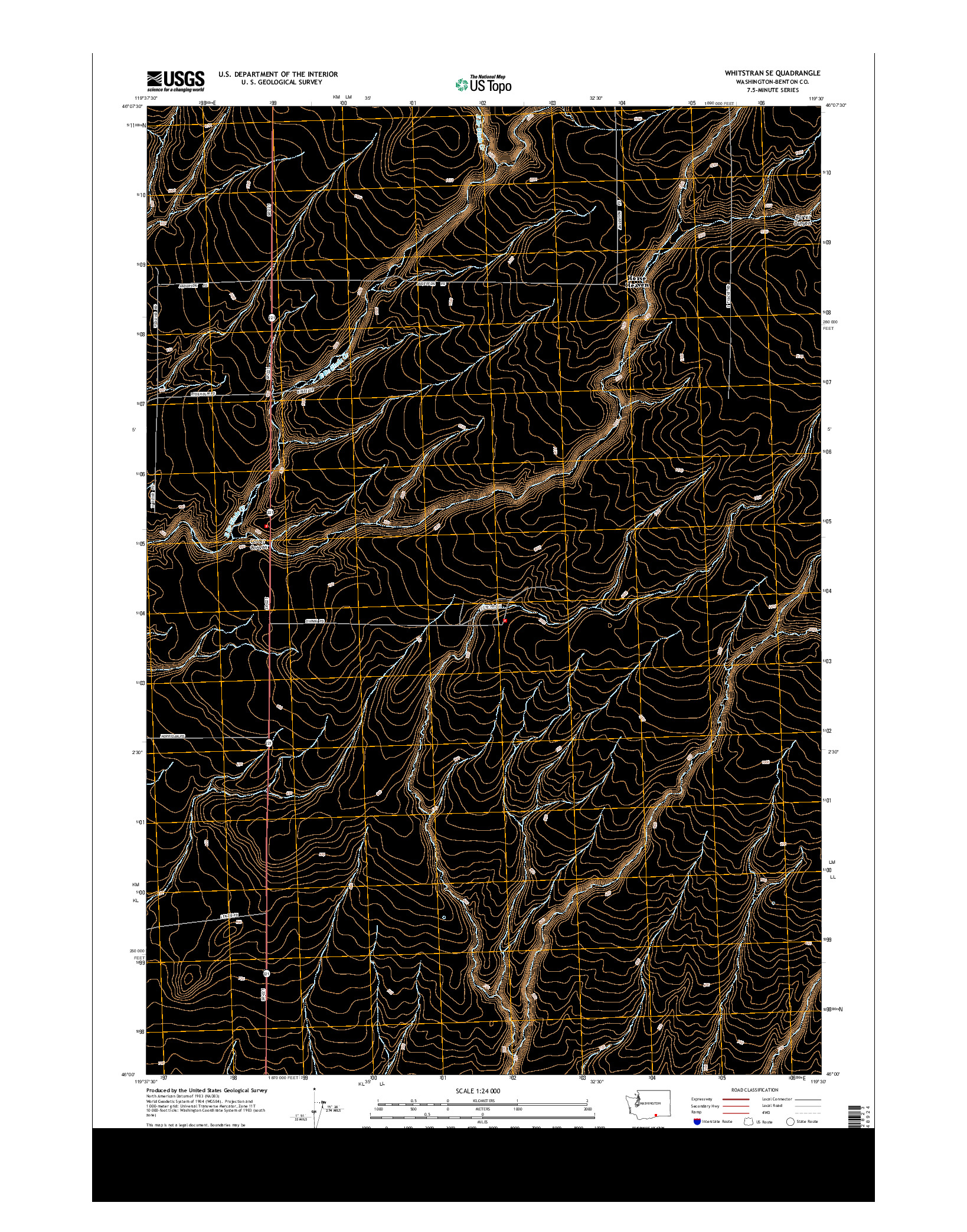 USGS US TOPO 7.5-MINUTE MAP FOR WHITSTRAN SE, WA 2013