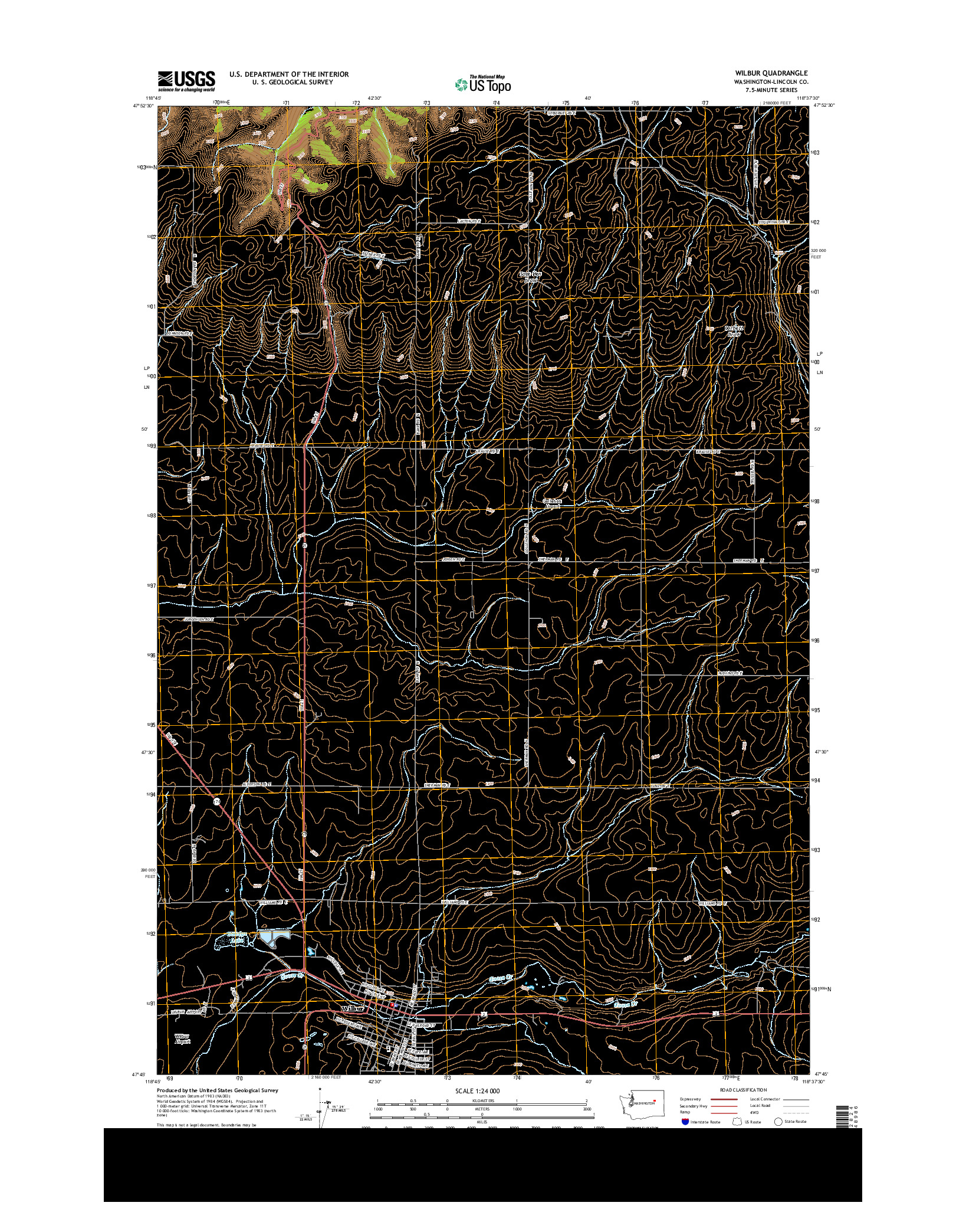 USGS US TOPO 7.5-MINUTE MAP FOR WILBUR, WA 2013