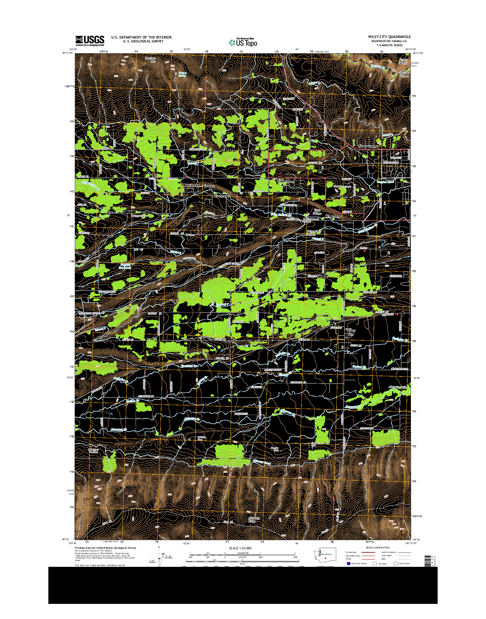 USGS US TOPO 7.5-MINUTE MAP FOR WILEY CITY, WA 2013