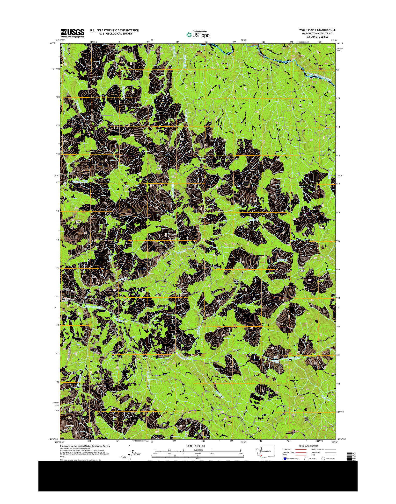 USGS US TOPO 7.5-MINUTE MAP FOR WOLF POINT, WA 2013