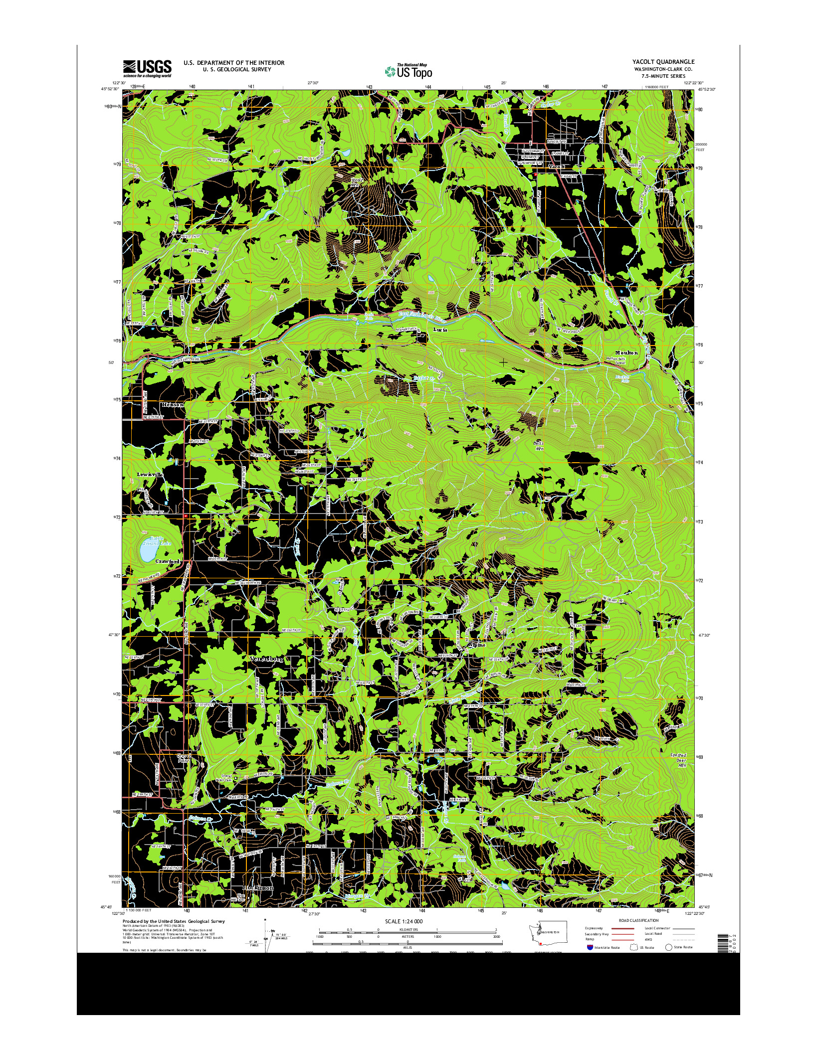 USGS US TOPO 7.5-MINUTE MAP FOR YACOLT, WA 2013