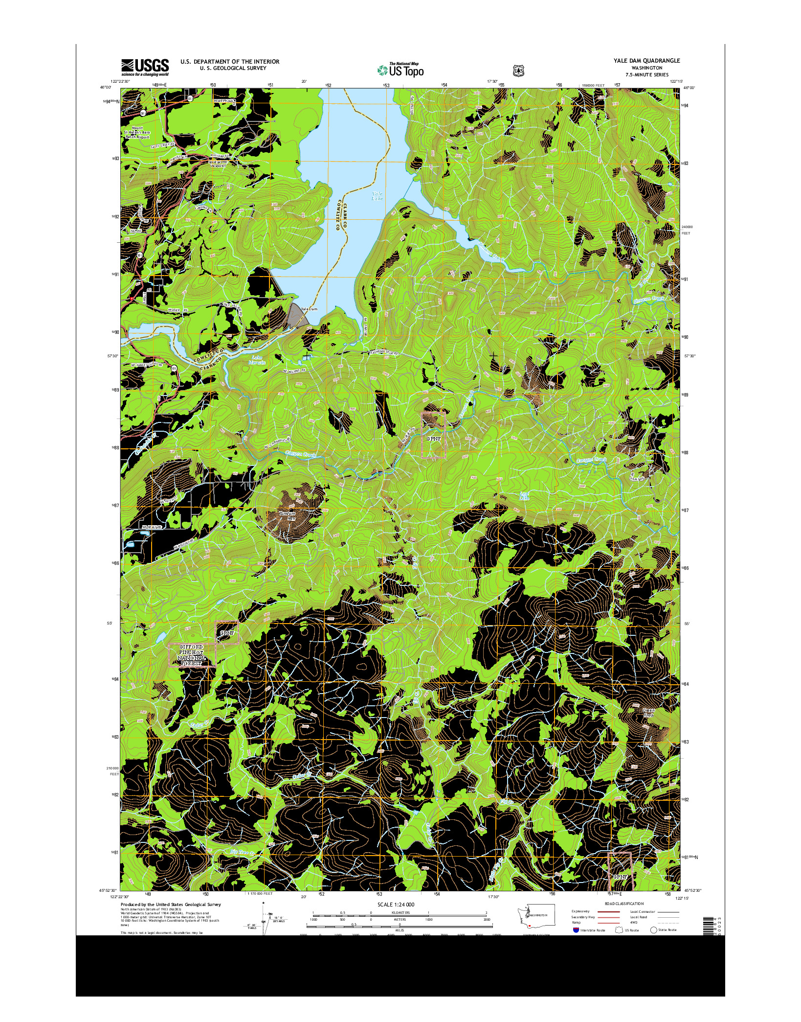 USGS US TOPO 7.5-MINUTE MAP FOR YALE DAM, WA 2013