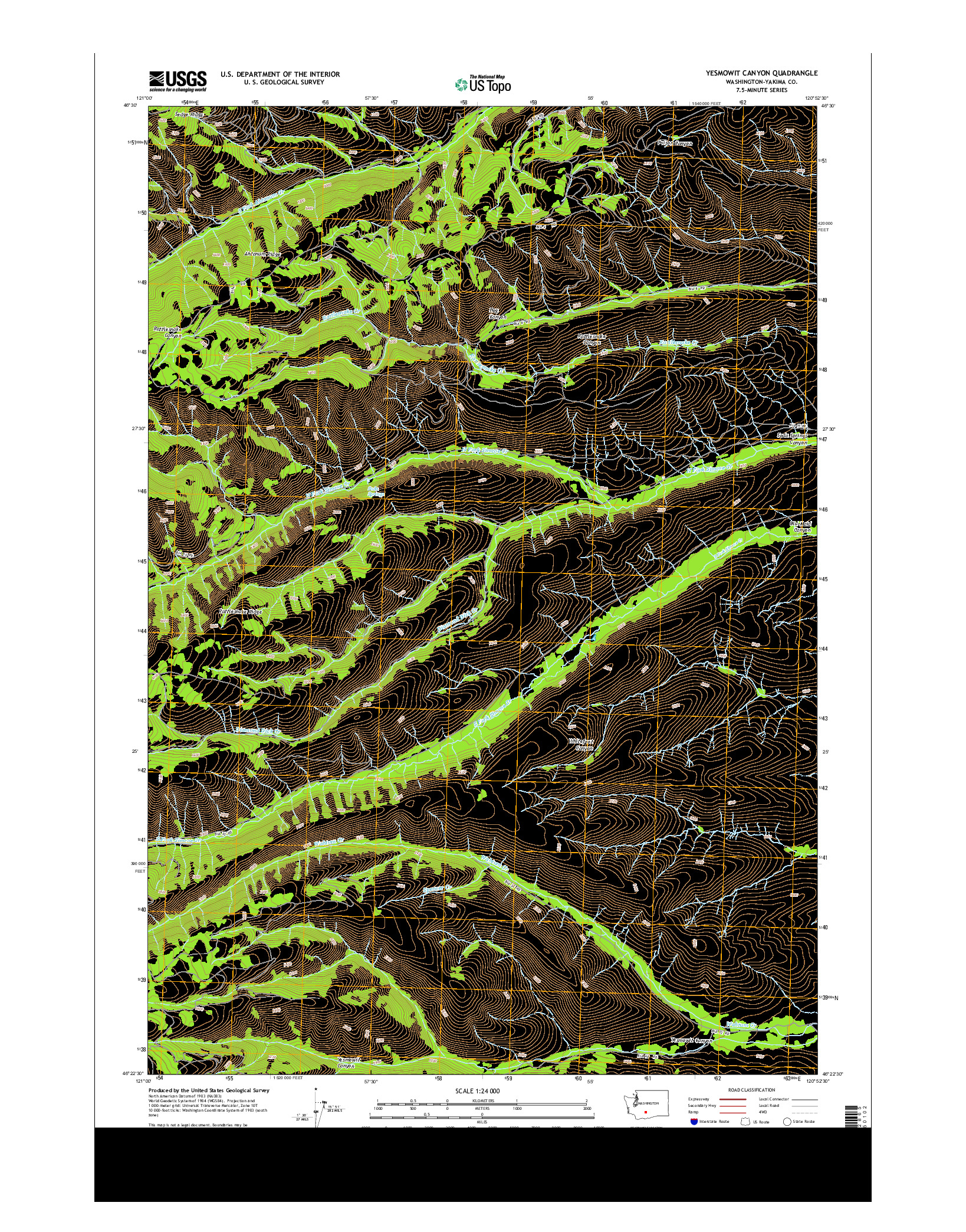 USGS US TOPO 7.5-MINUTE MAP FOR YESMOWIT CANYON, WA 2013