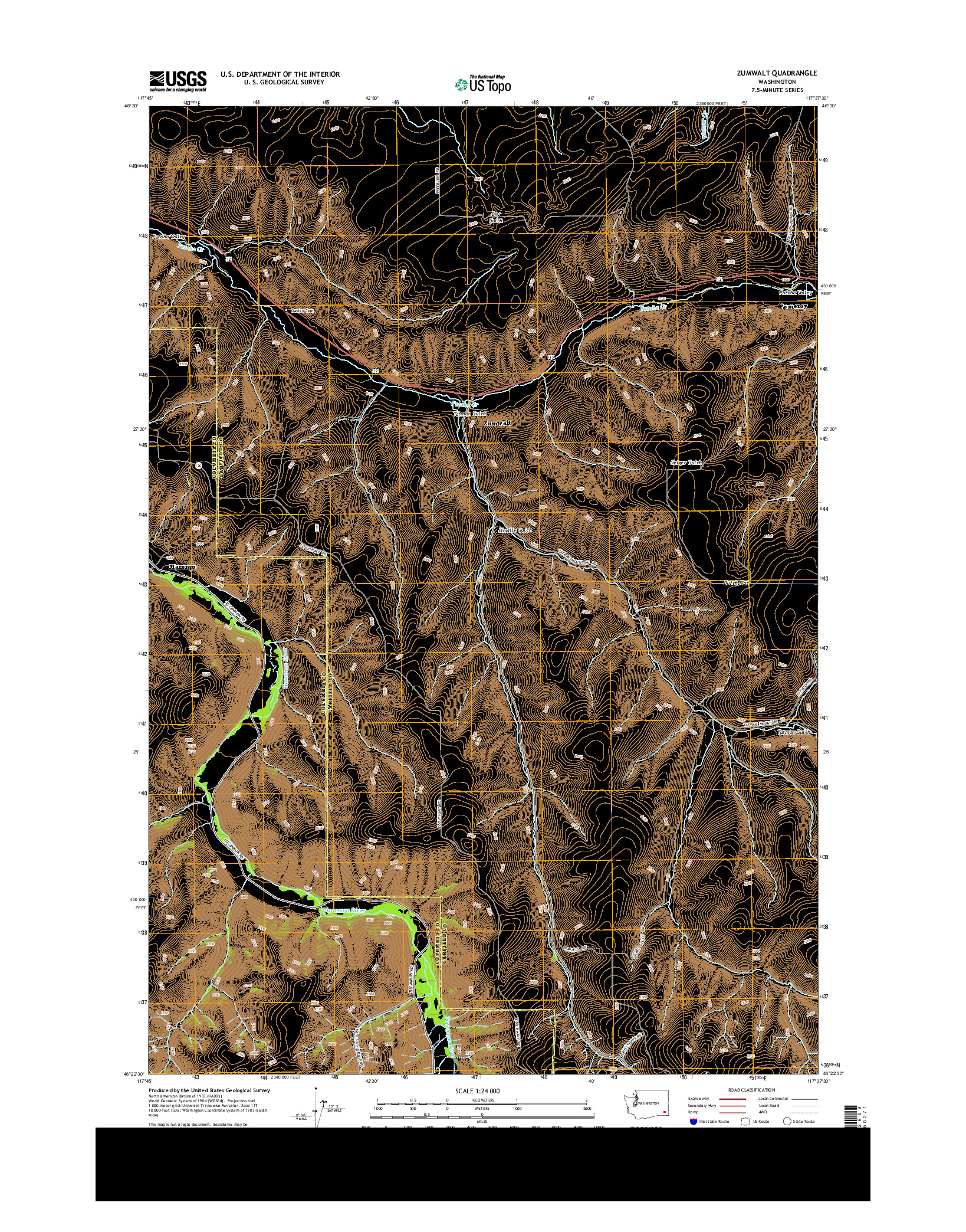 USGS US TOPO 7.5-MINUTE MAP FOR ZUMWALT, WA 2013