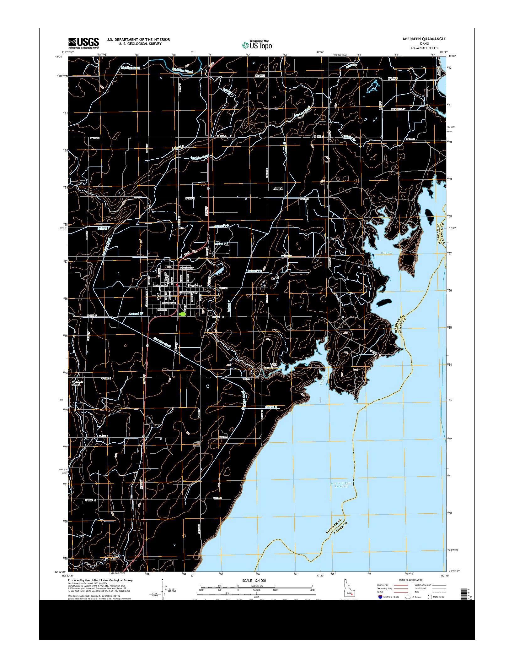 USGS US TOPO 7.5-MINUTE MAP FOR ABERDEEN, ID 2013