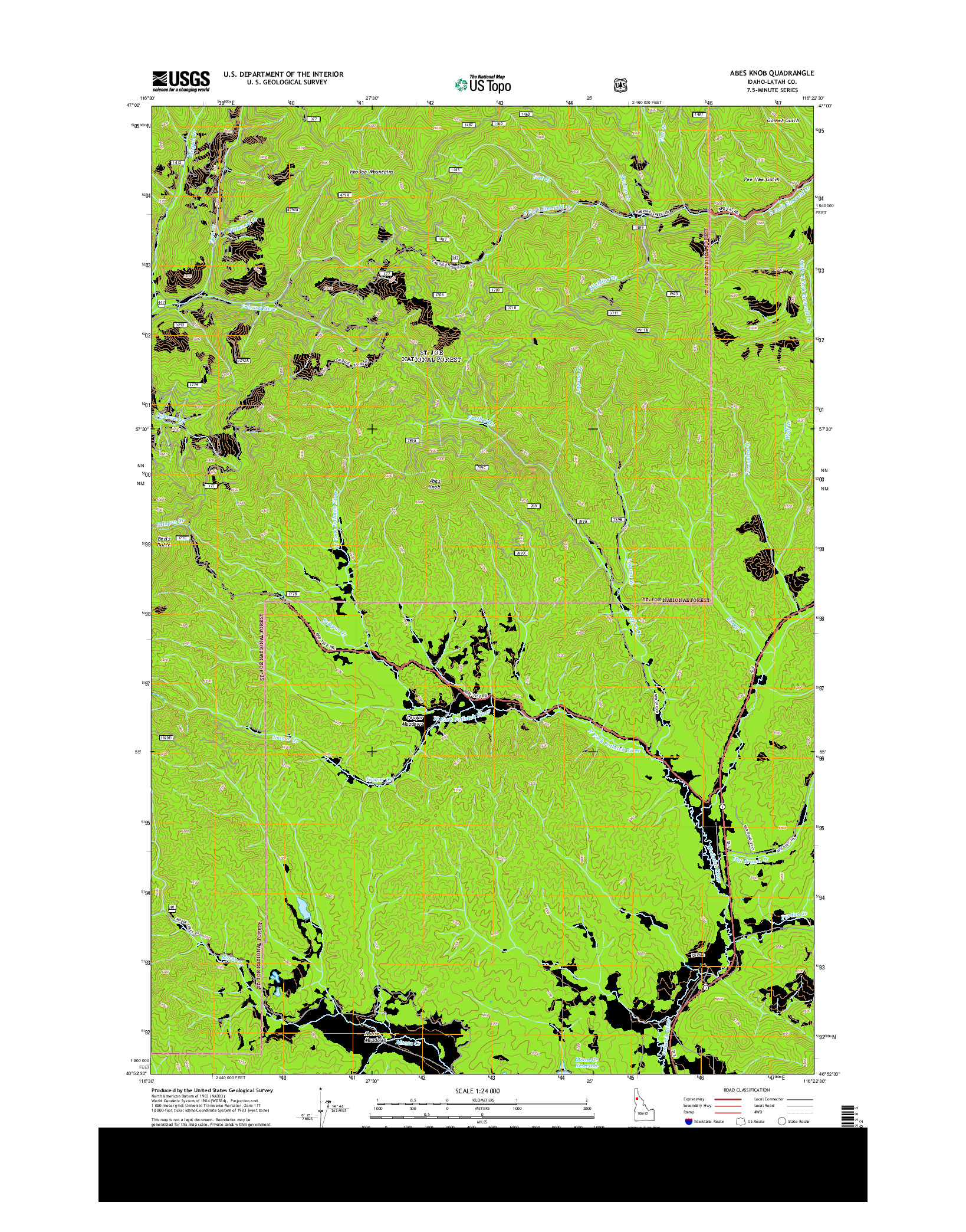 USGS US TOPO 7.5-MINUTE MAP FOR ABES KNOB, ID 2013