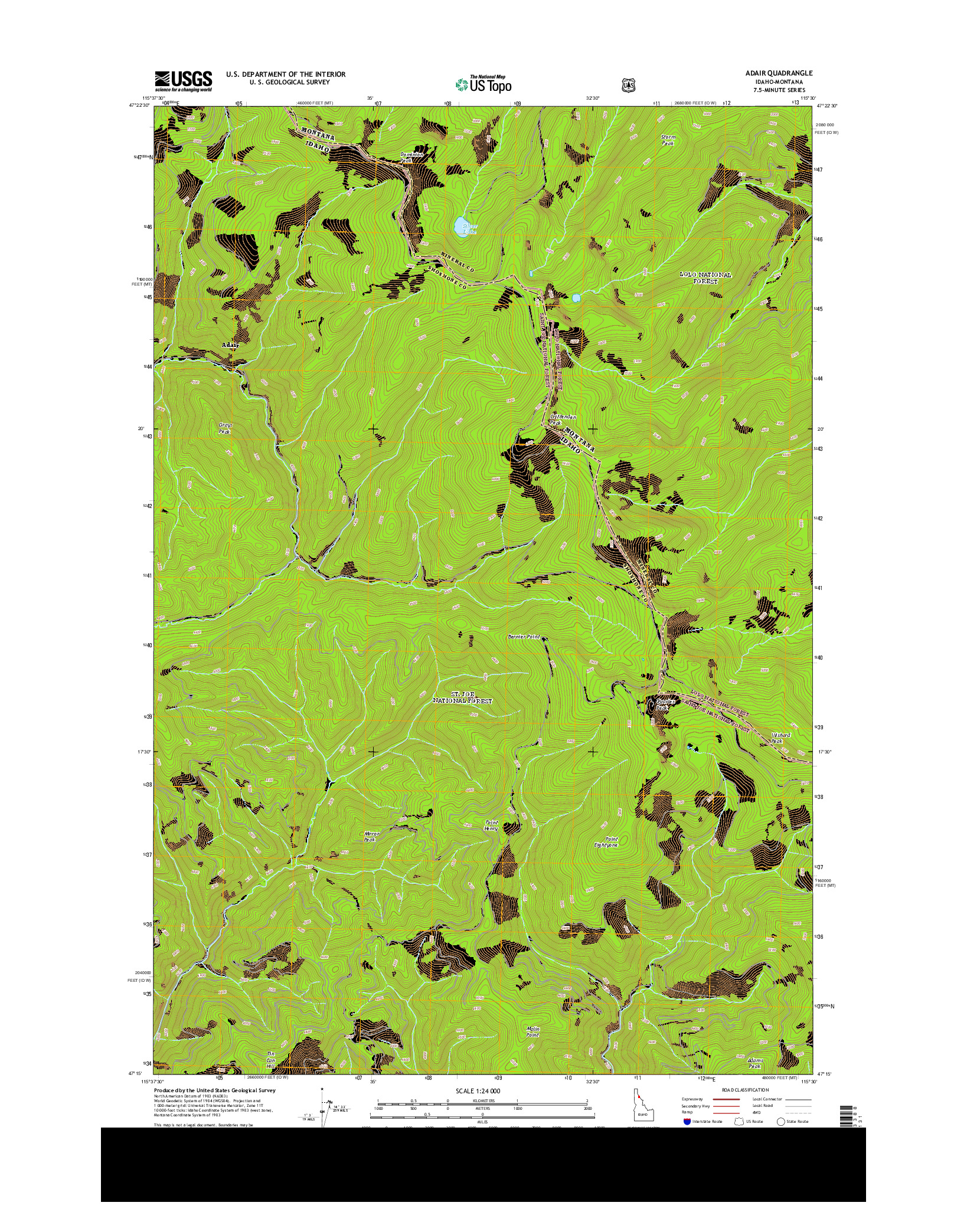 USGS US TOPO 7.5-MINUTE MAP FOR ADAIR, ID-MT 2013