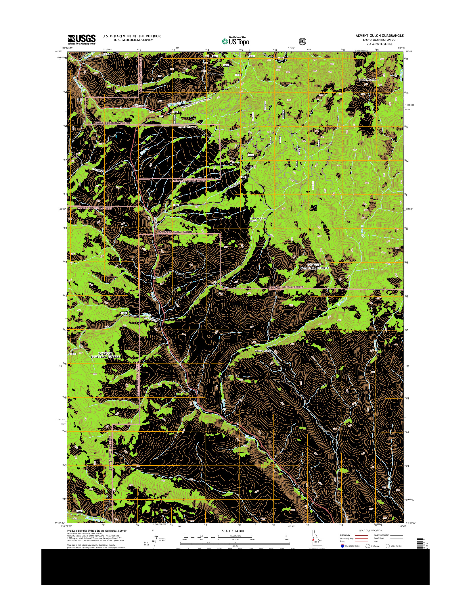 USGS US TOPO 7.5-MINUTE MAP FOR ADVENT GULCH, ID 2013