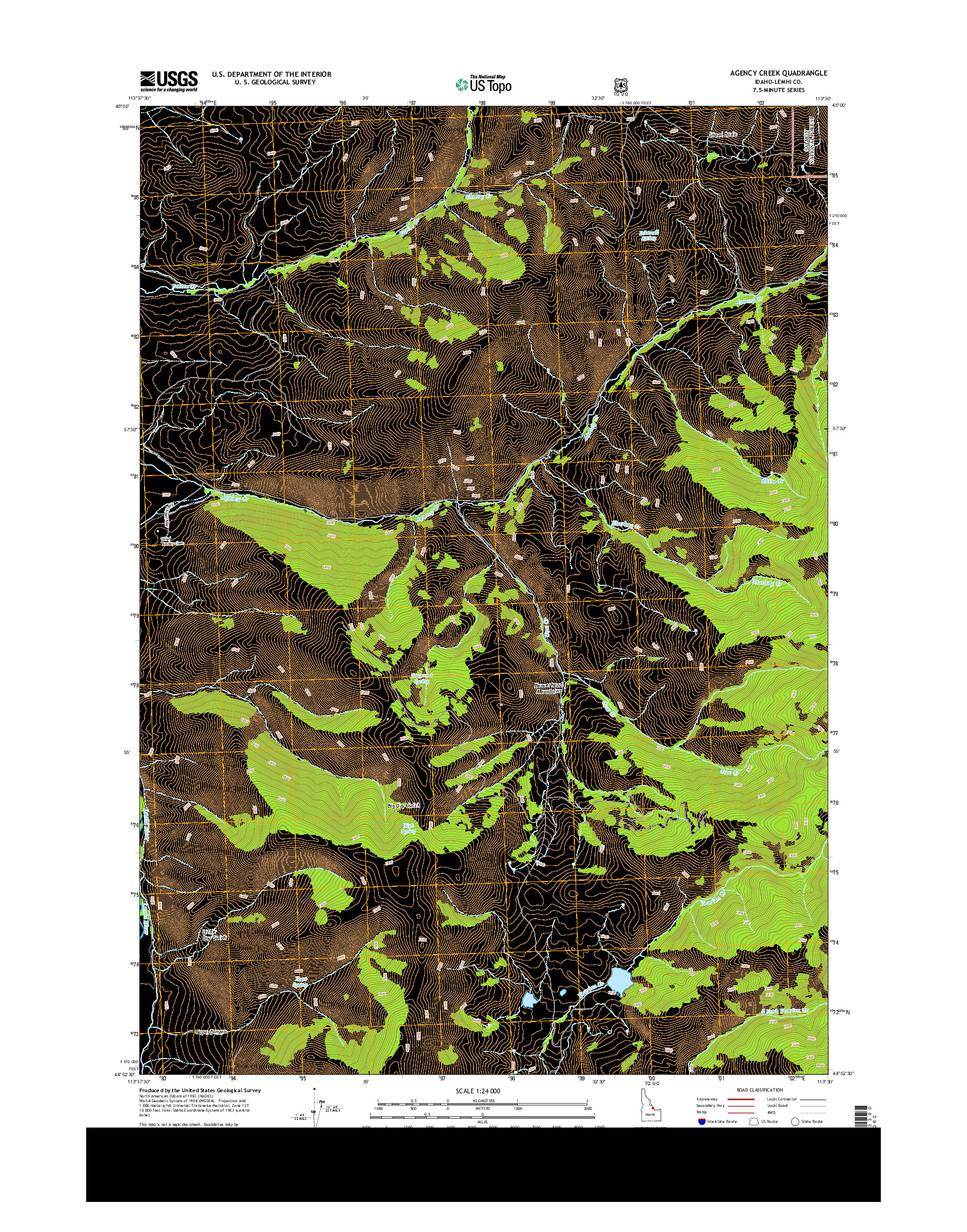 USGS US TOPO 7.5-MINUTE MAP FOR AGENCY CREEK, ID 2013