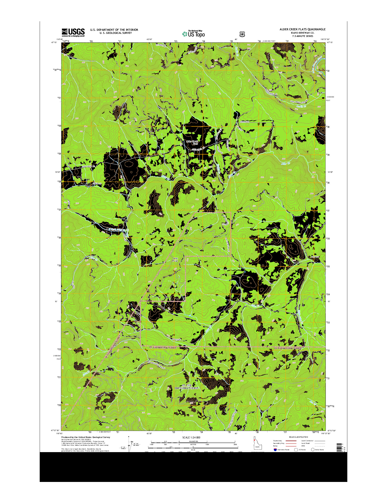 USGS US TOPO 7.5-MINUTE MAP FOR ALDER CREEK FLATS, ID 2013