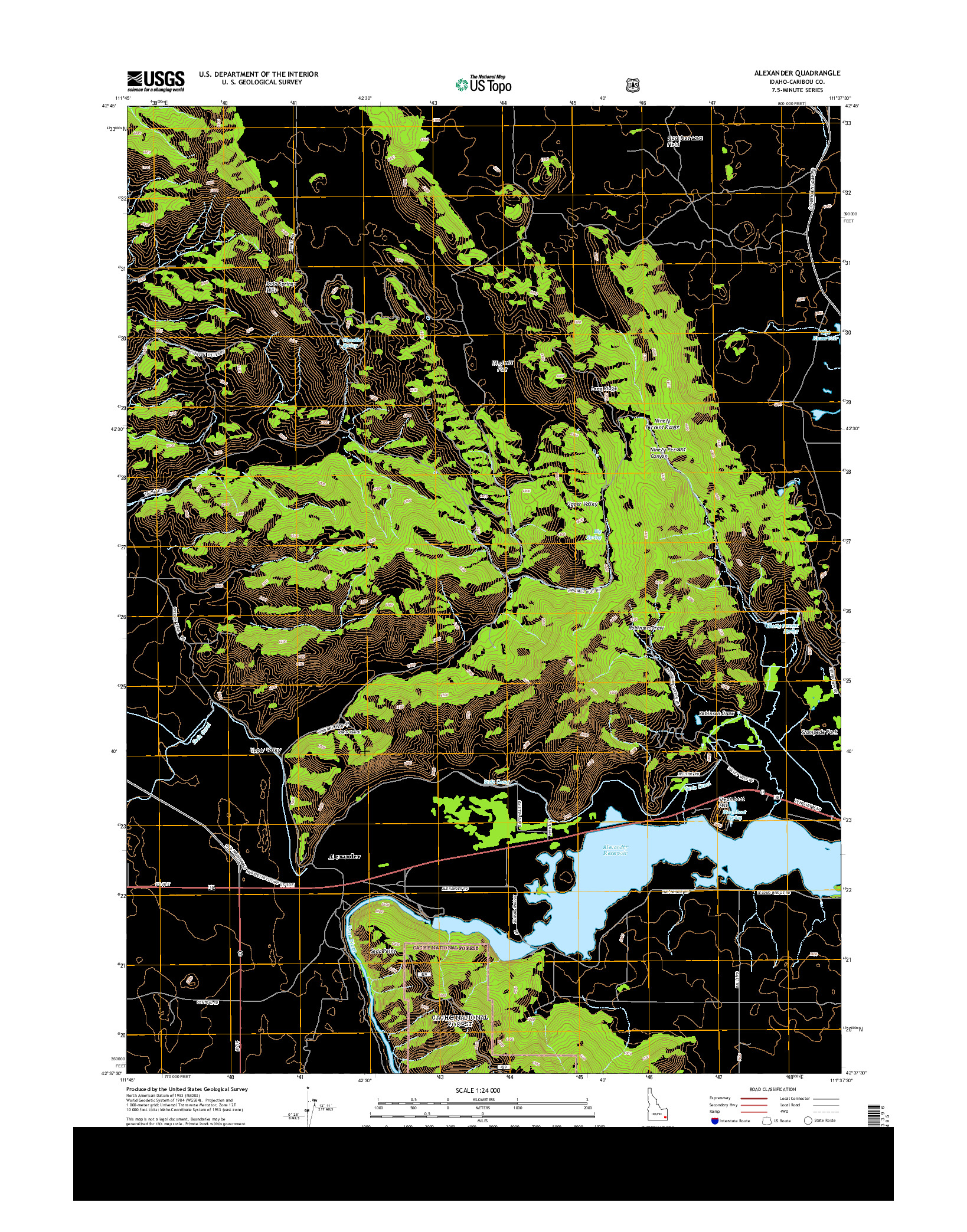 USGS US TOPO 7.5-MINUTE MAP FOR ALEXANDER, ID 2013